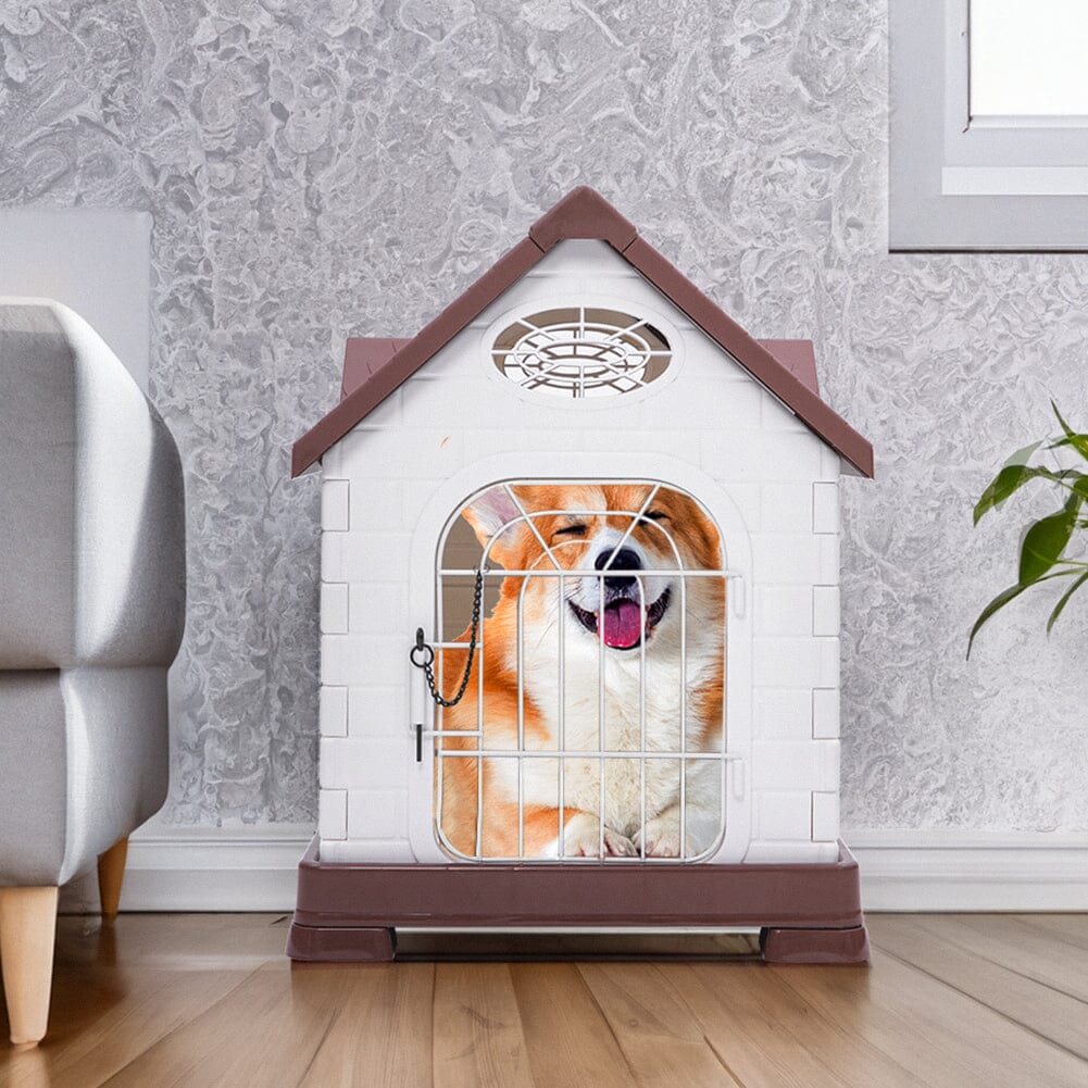 48cm W Elevated Plastic Dog House with Wire Door Dog Houses Living and Home 