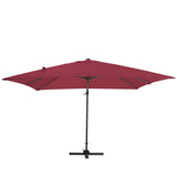 300cm Wide Garden Parasol Outdoor Hanging UV Resistant and Waterproof Umbrella for Patio Parasols Living and Home Parasol + Cross Base Claret 