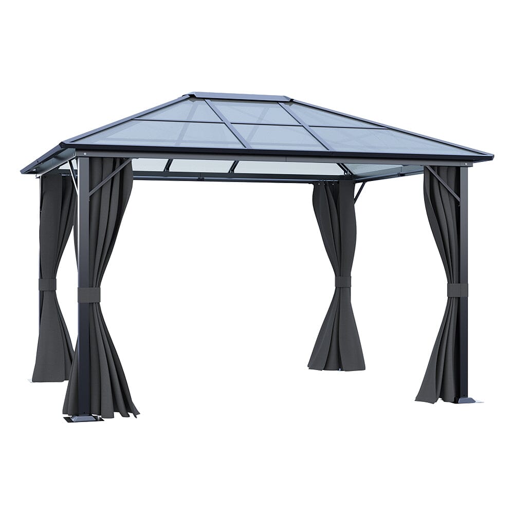 3*3.65*2.6m Dark Grey Single-roof Sunshade Canopy with Surrounding Fabric Living and Home 