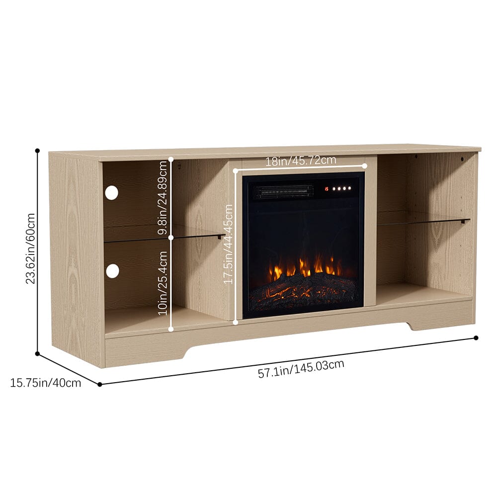 Wood Grain Fireplace Cabinet with 18inch Electric Fire | Touchscreen-enabled & remote-controlled Living and Home 