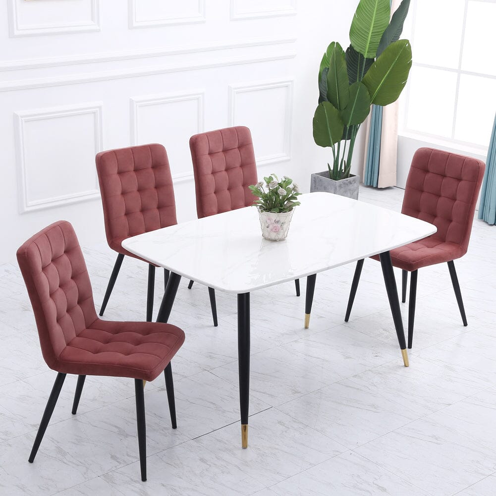 44 cm Height Set of 4 Tufted Modern Armless Dining Chairs with Metal Legs Dining Chairs Living and Home Smokey Pink 