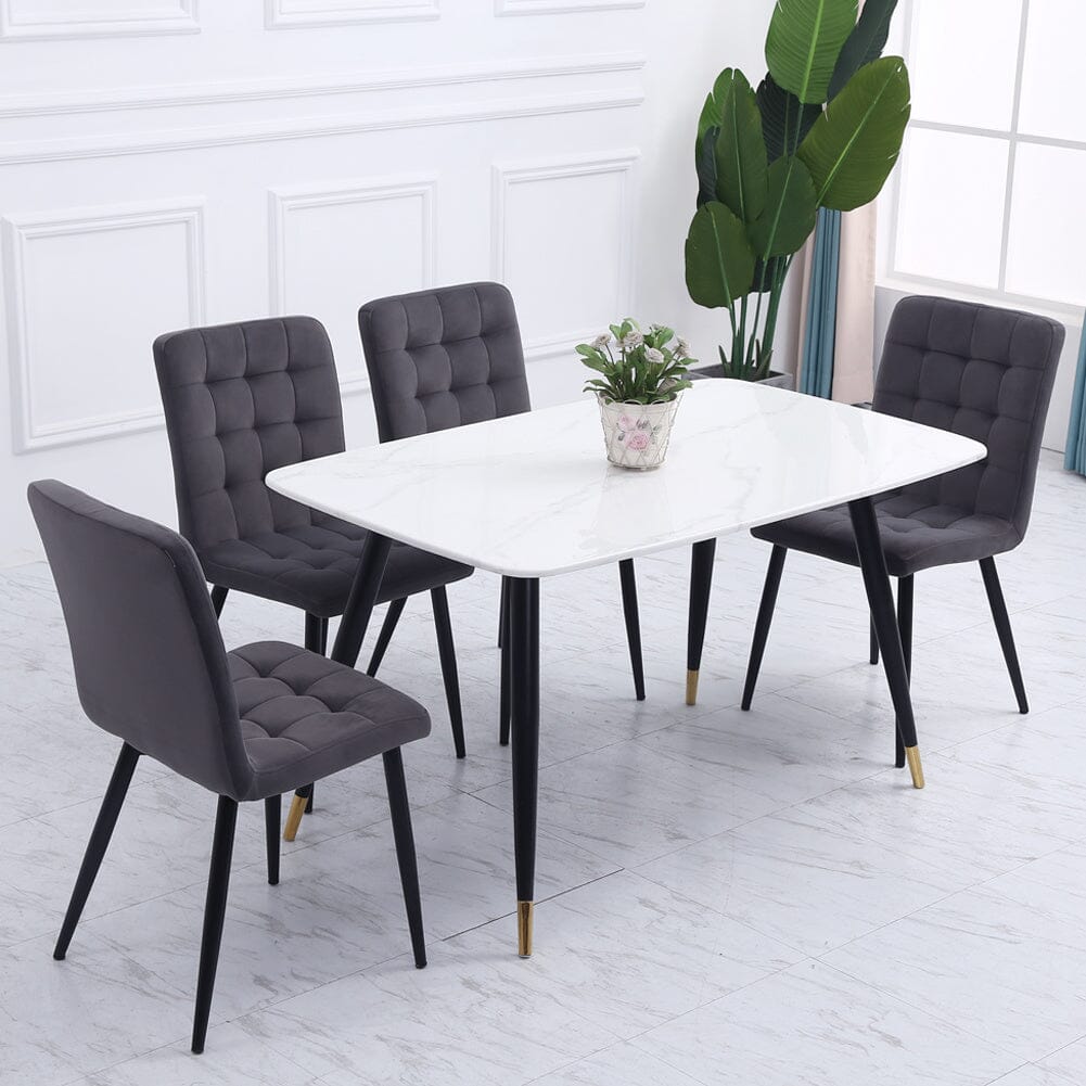 44 cm Height Set of 4 Tufted Modern Armless Dining Chairs with Metal Legs Dining Chairs Living and Home Grey 