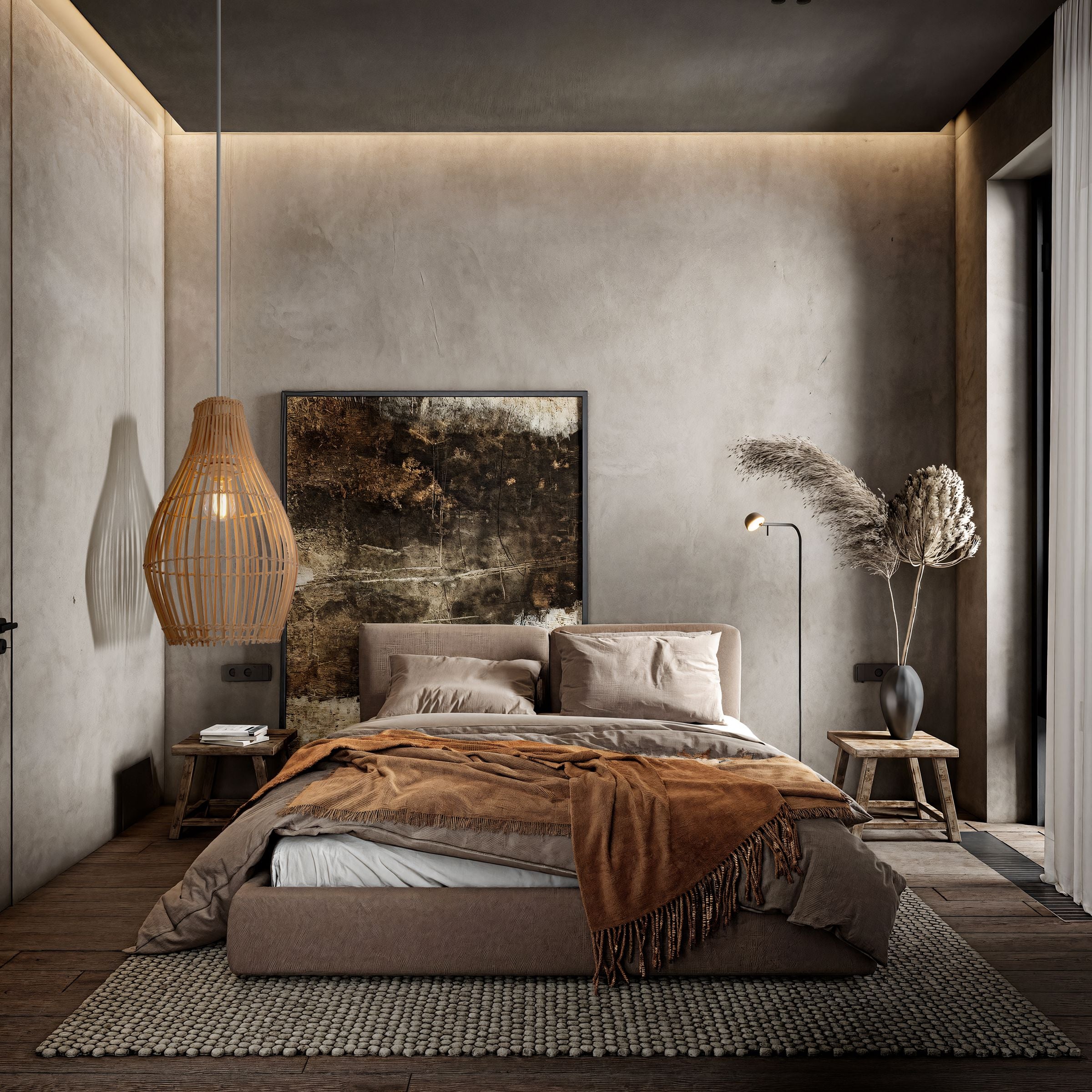 Lightsin Natural Rattan and Bamboo Pendant Light with Iron Frame Lightsin UK A 1 Unit 