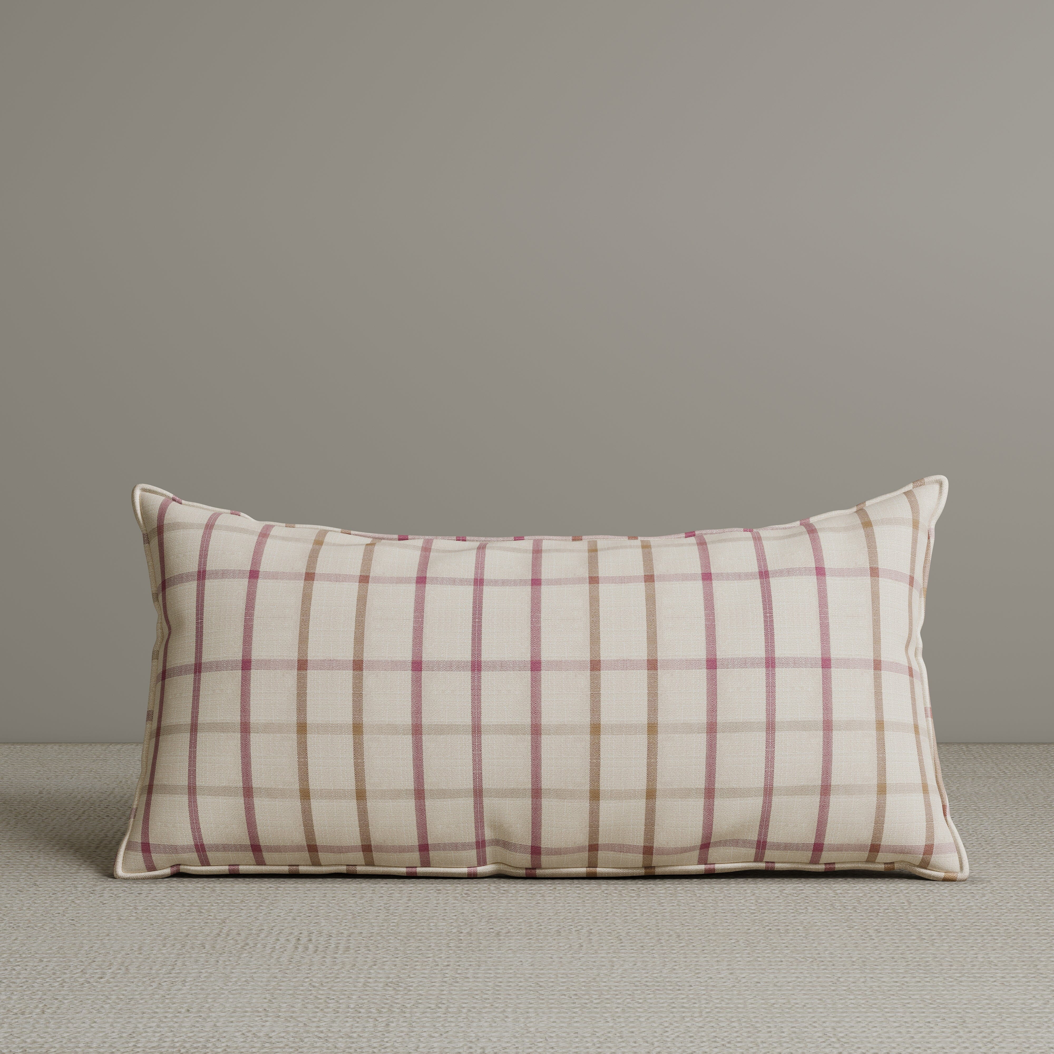 Exclusive Waist Cushion in Pink Checkered Cotton Linen, 56*27*12 CM Cottonfy UK 1 PC In Stock 