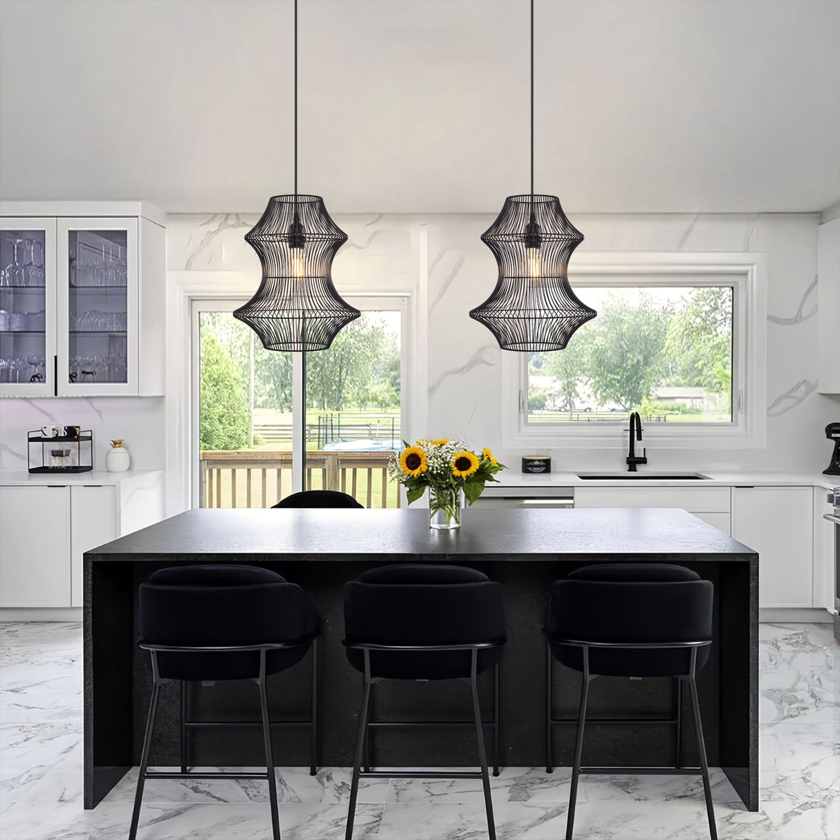 Lightsin Industrial Black Iron Pendant Light with Hourglass Shape Lightsin UK 