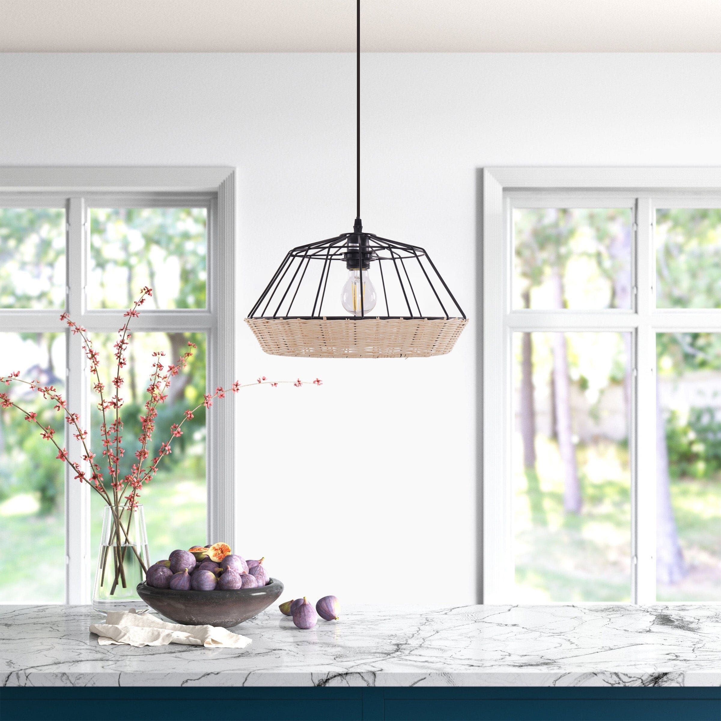 ‍Lightsin Rustic Iron Woven Rattan Pendant Light for Dining Room, Reading Corner & Bedroom (100% off) Living and Home G 