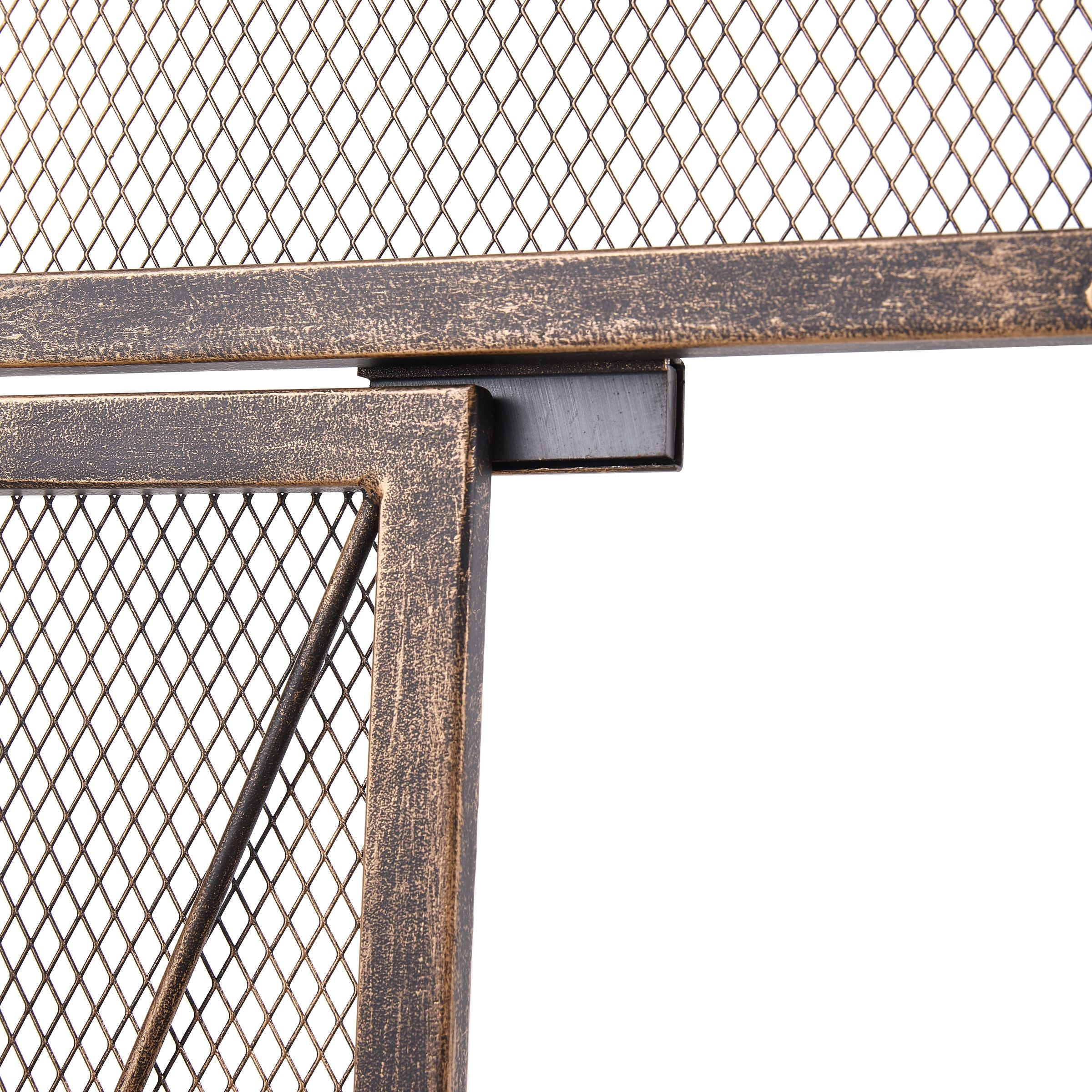 Smallbee Triple-Fold Iron Fireplace Screen Antique Copper Powder-Coated – 127x13x81cm Smallbee UK 