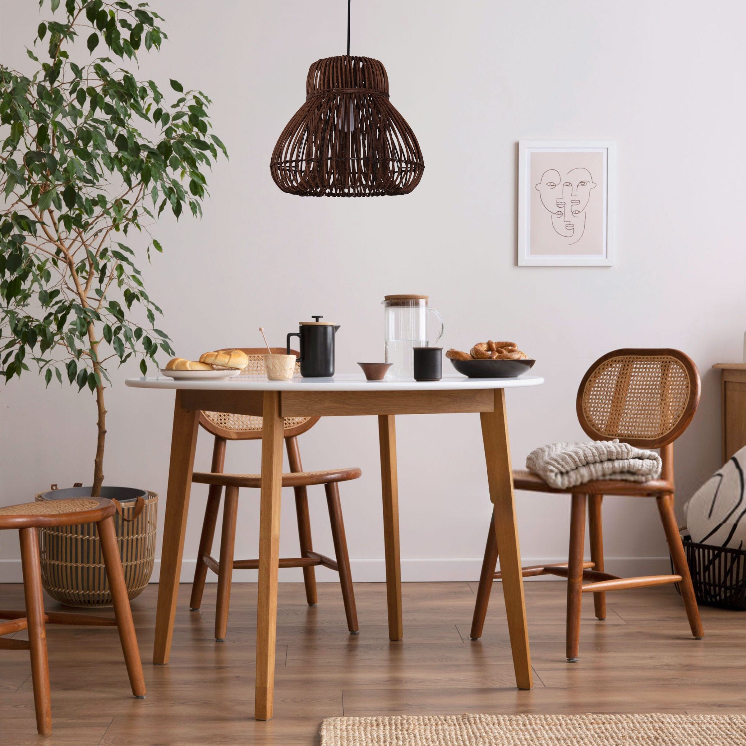 Lightsin Natural Woven Rattan Pendant Light for Rustic Interiors Lightsin UK 