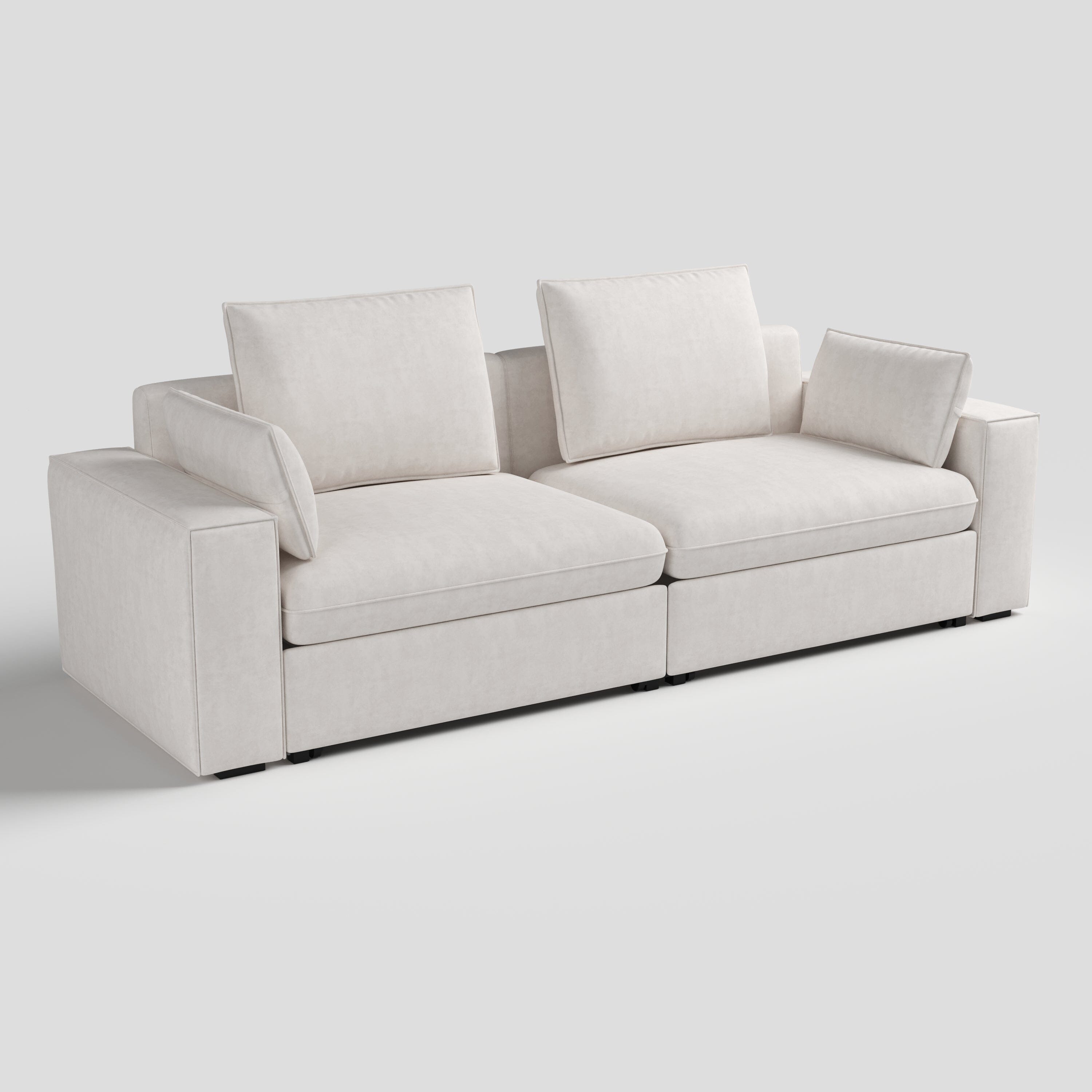 Cottonfy Creamy Tofu Block Pullout Sofa Bed with Storage Cottonfy UK 