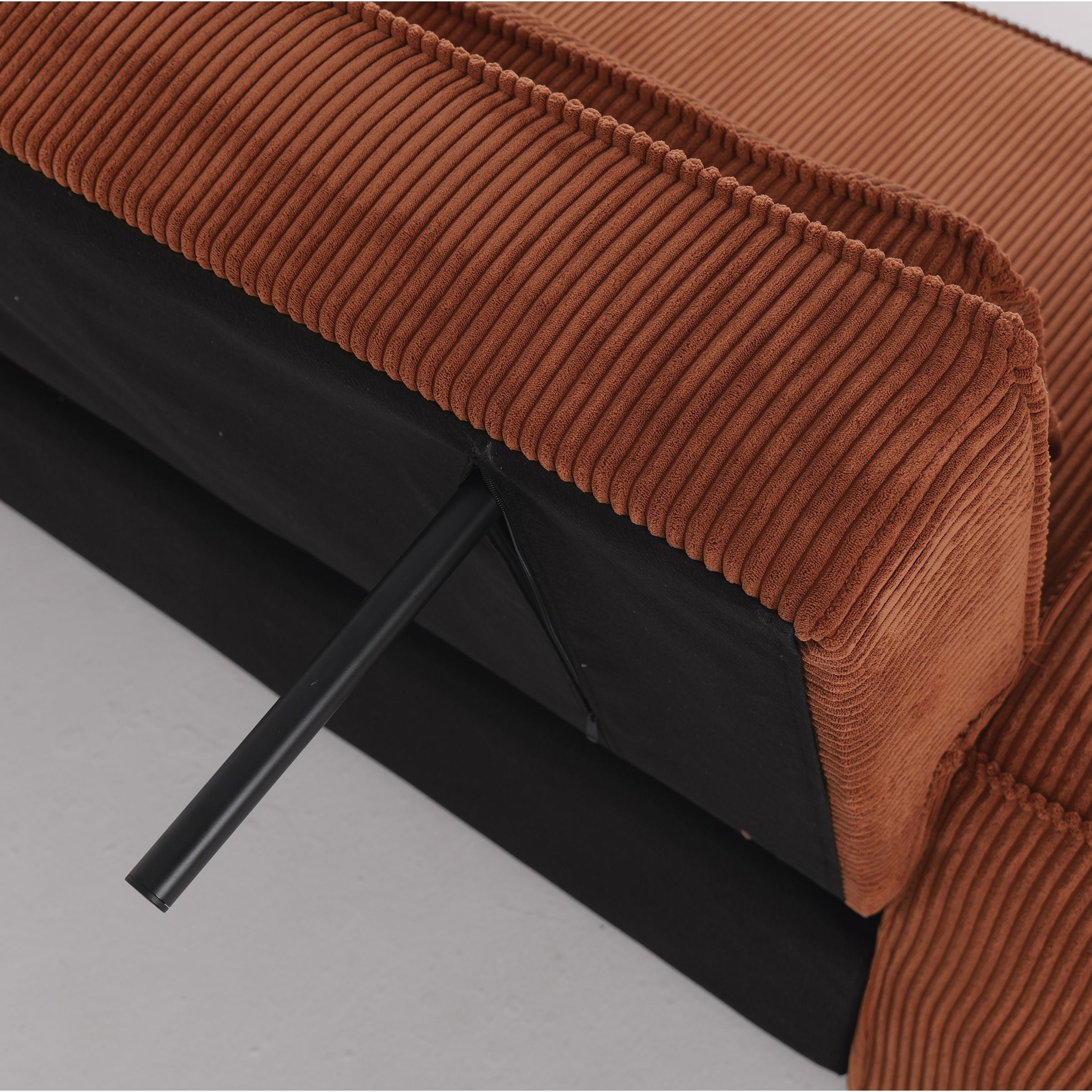 Caramel & Deep Blue Corduroy Sofa Bed with Adjustable Backrest and Spring Coil Support Living and Home 