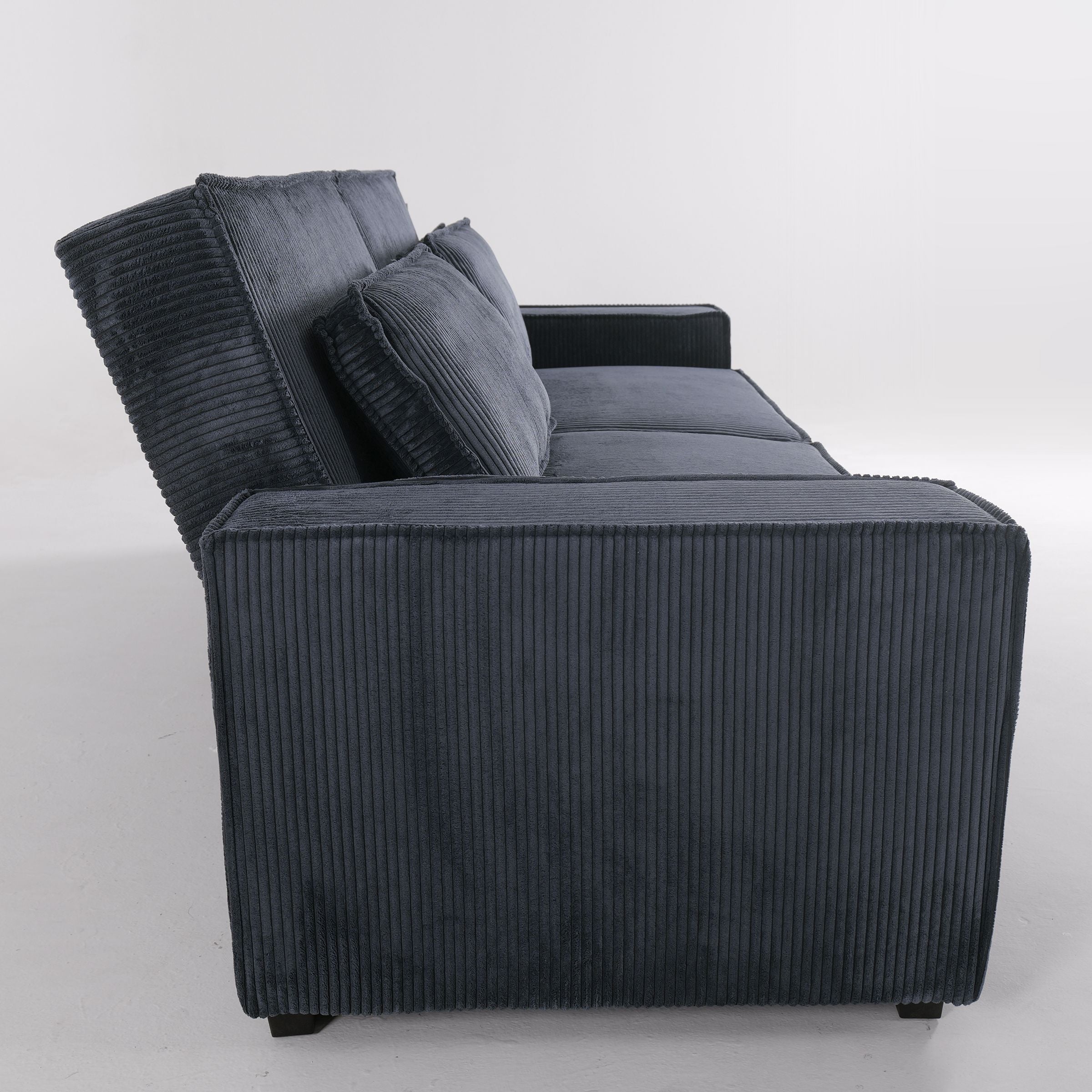 Deep Blue Corduroy Sofa Bed with Adjustable Backrest and Spring Support Living and Home 