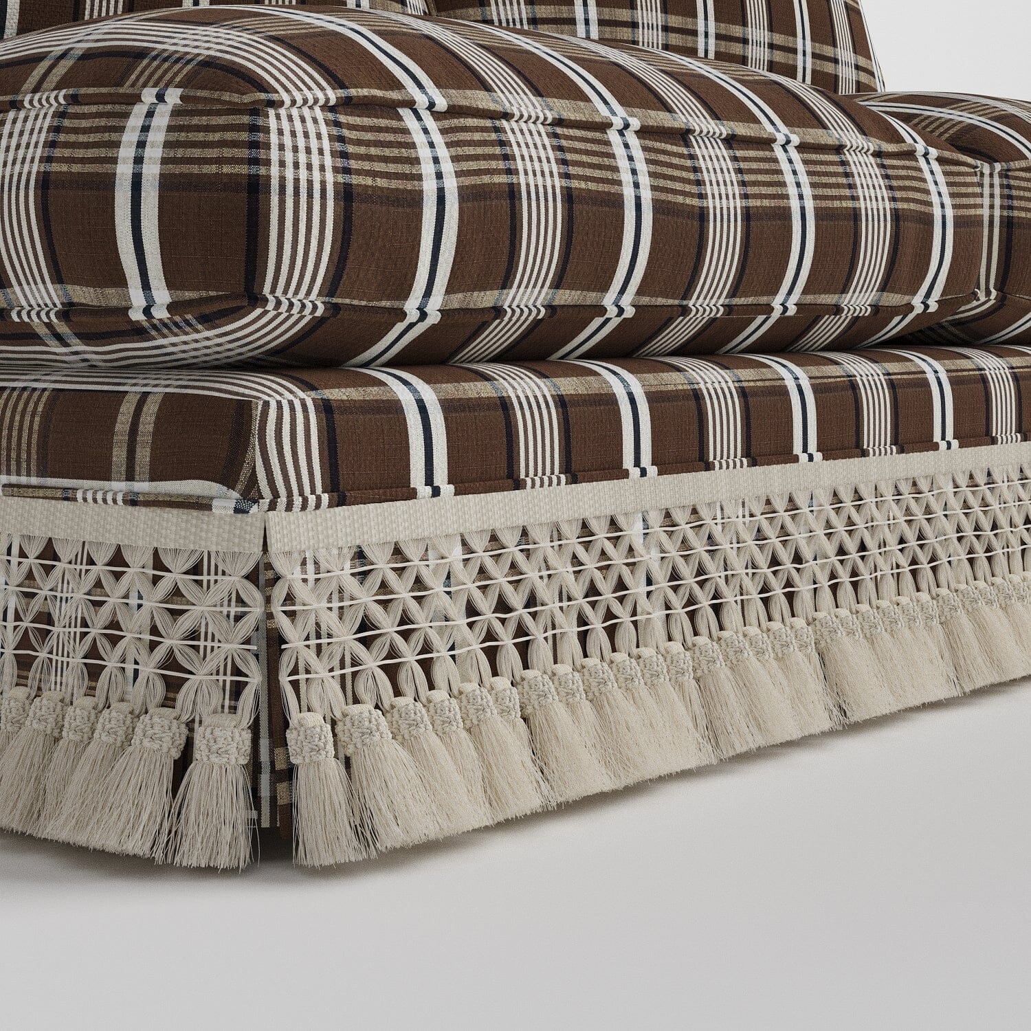 Armless Sofa with Fringed Trim and Removable Covers Cottonfy UK 