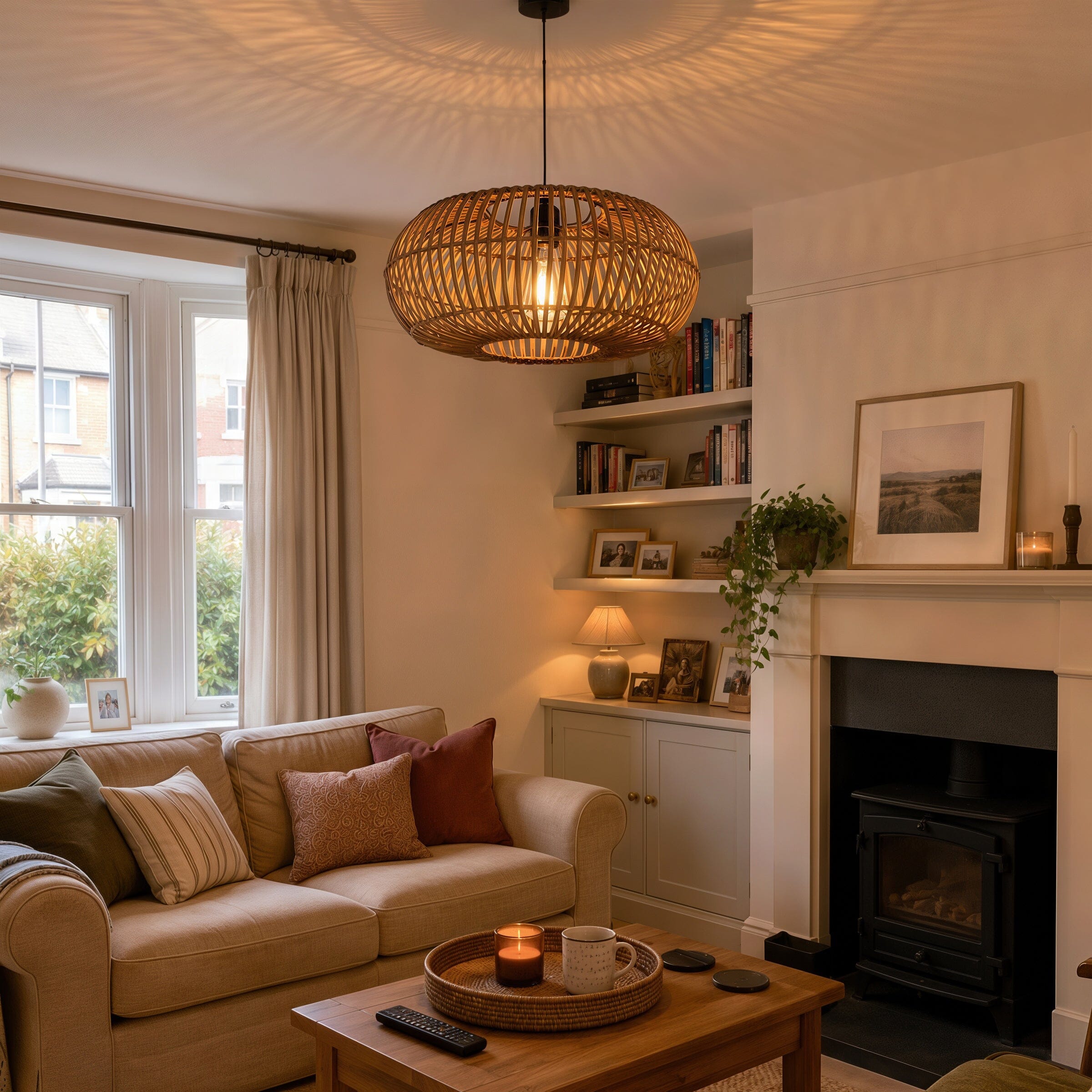 Lightsin Natural Bamboo Woven Round Pendant Light for Warm Interiors Lightsin UK 