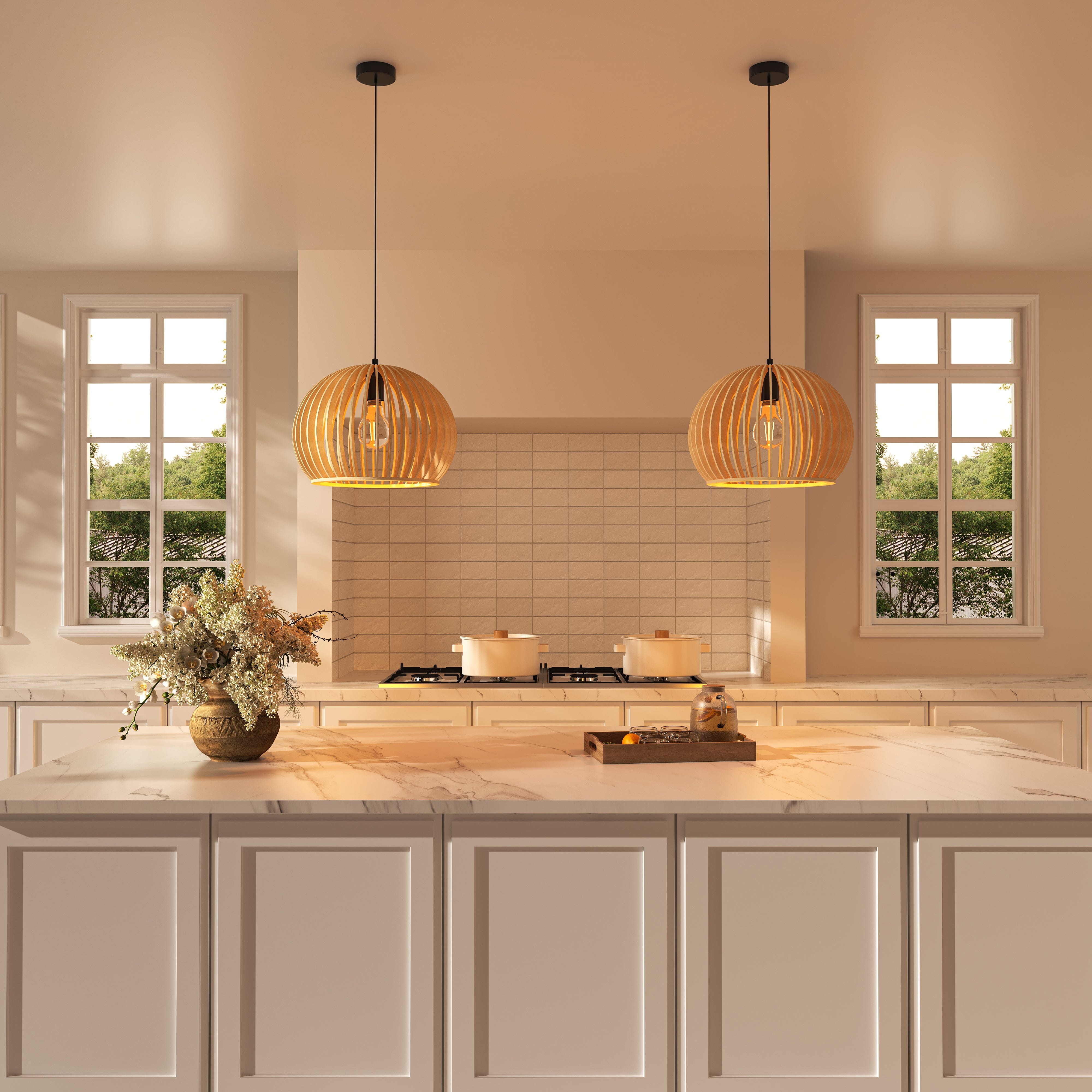 Shadome-Lightsin Natural Wood Pumpkin Pendant Light Eco Friendly Rustic Hanging Lamp for Home Decor Lightsin UK L 