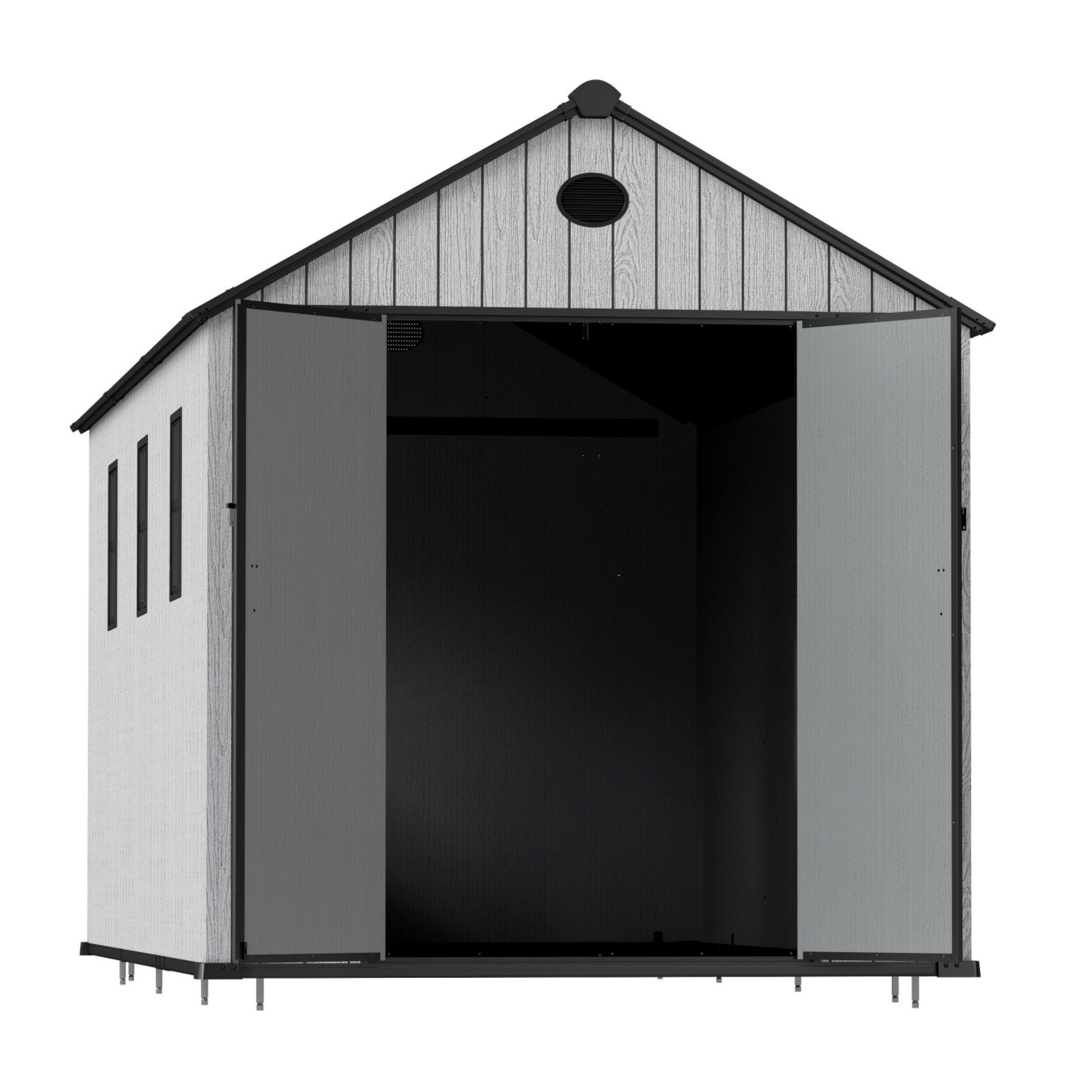 6'x8'ft/8'x8'ft/8'x12'ft/8'x16'ft Gray Wood Grain Plastic Tool Shed Living and Home 