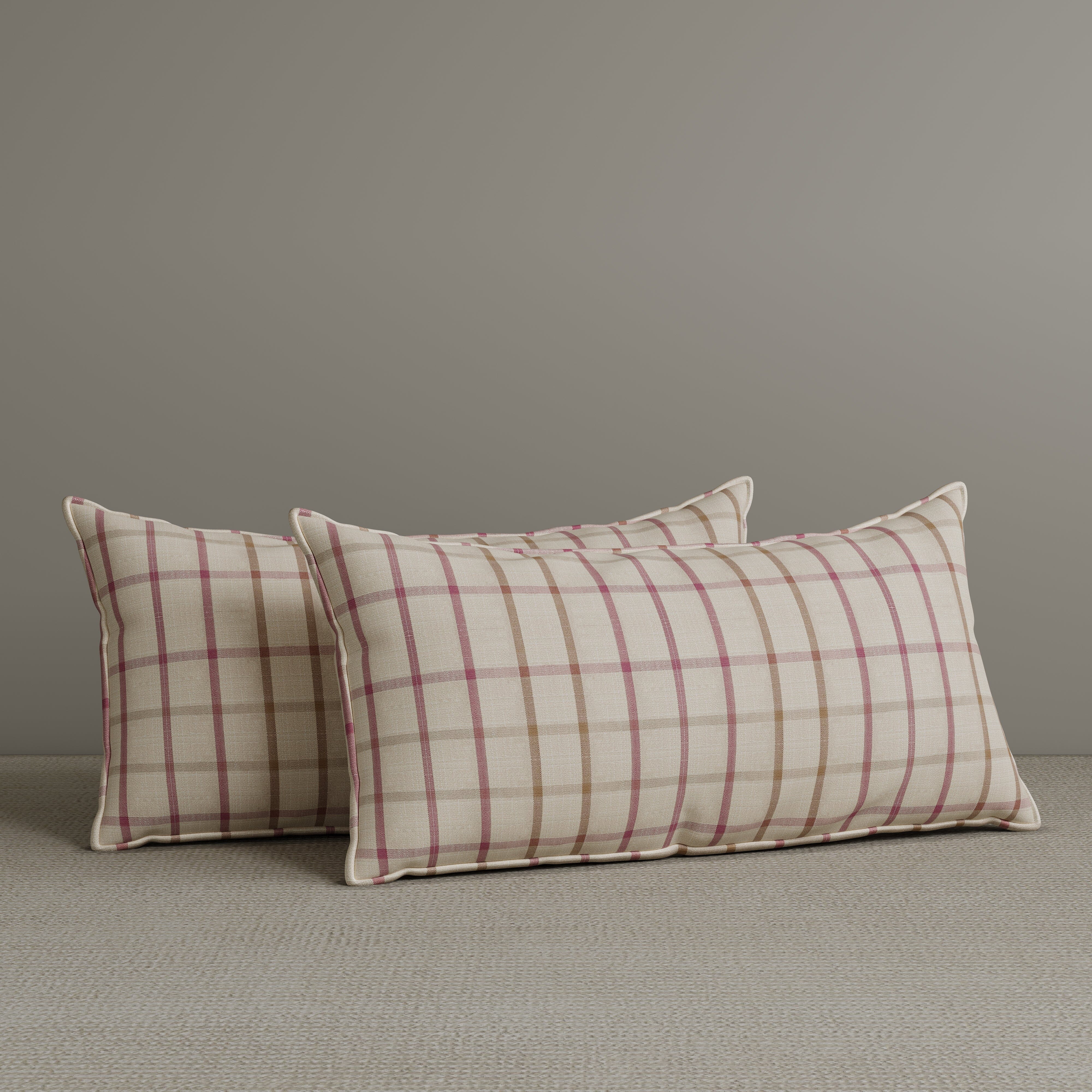 ‍Exclusive Waist Cushion in Pink Checkered Cotton Linen, 56*27*12 CM (100% off) Cottonfy UK 