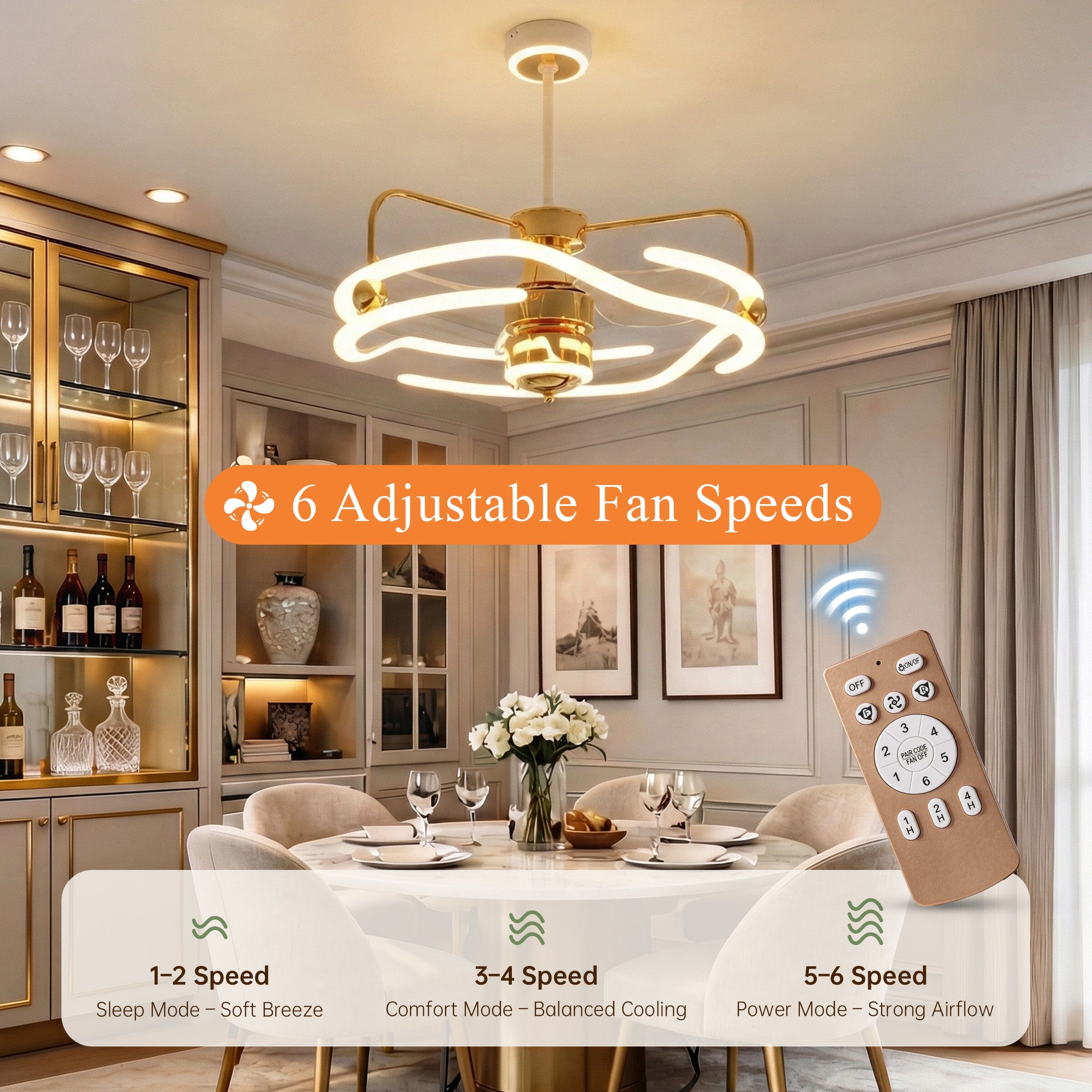 Lightsin Modern Ceiling Fan Light with Remote Control Low-Noise Adjustable Fan Light Lightsin UK 