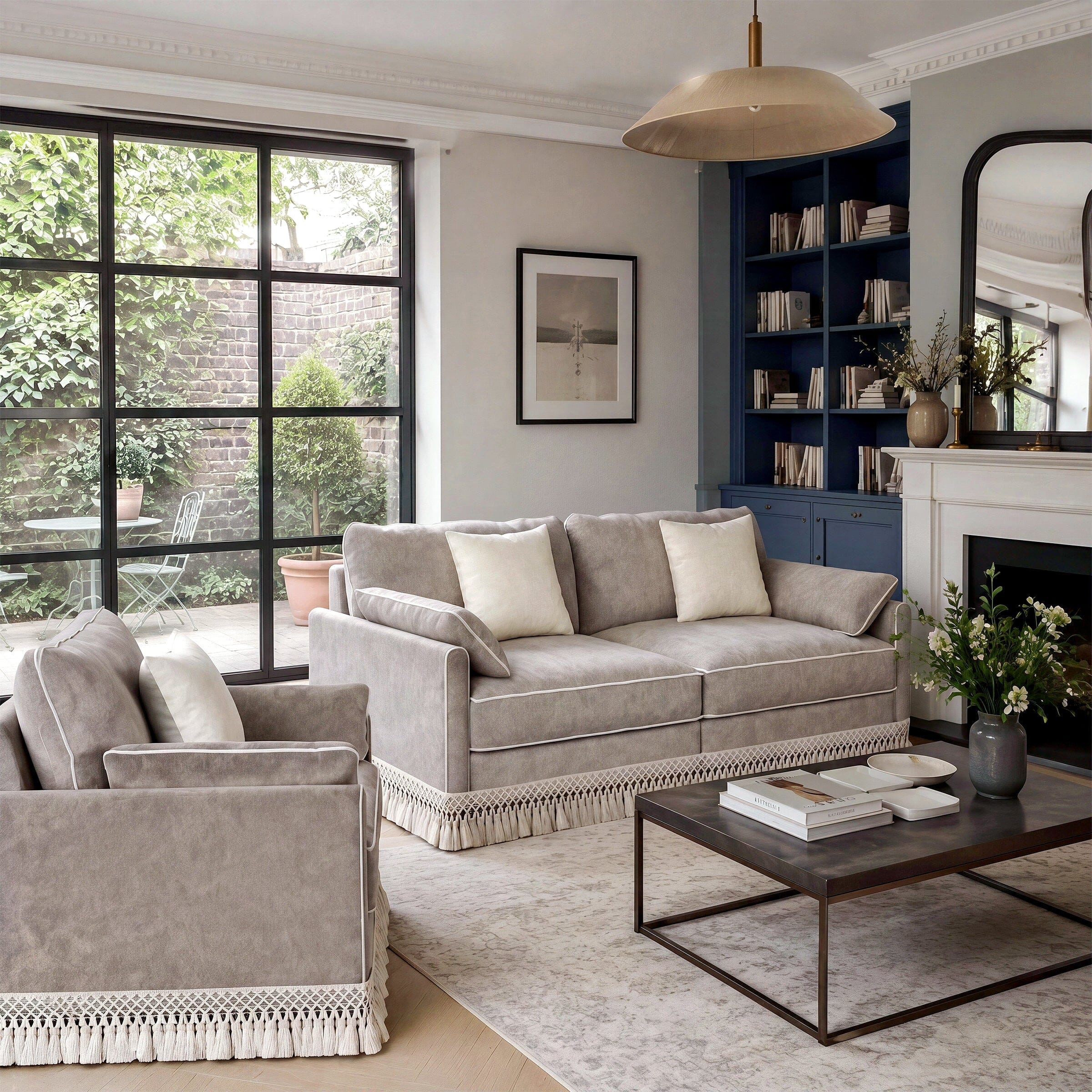 Cotton Linen Detachable Modular Sofa with Fringed Trim Cottonfy UK 