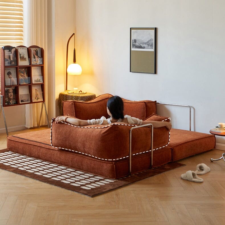 Cottonfy Velvet Modular Curved Armrests Detachable Sofa Bed Cottonfy UK 