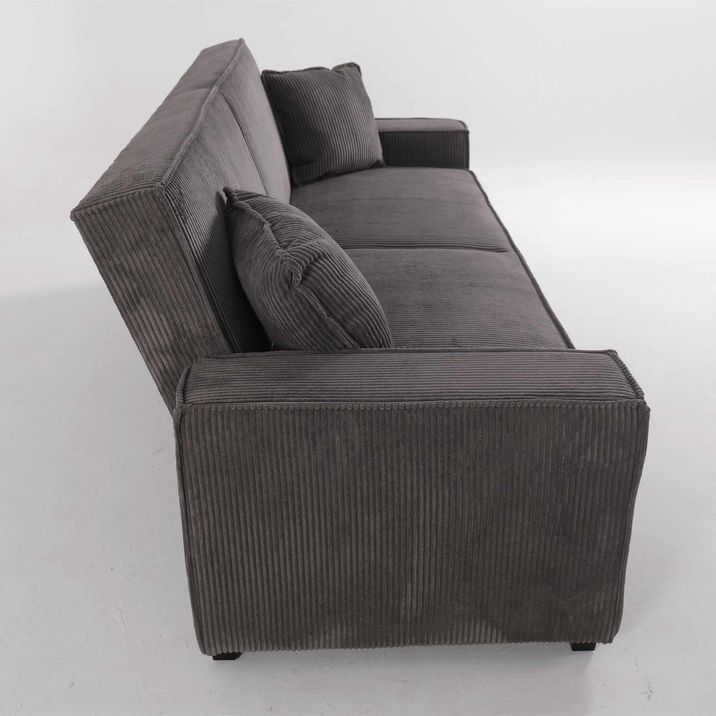 Grey Corduroy Sofa Bed with Adjustable Backrest and Spring Coil Support Living and Home 