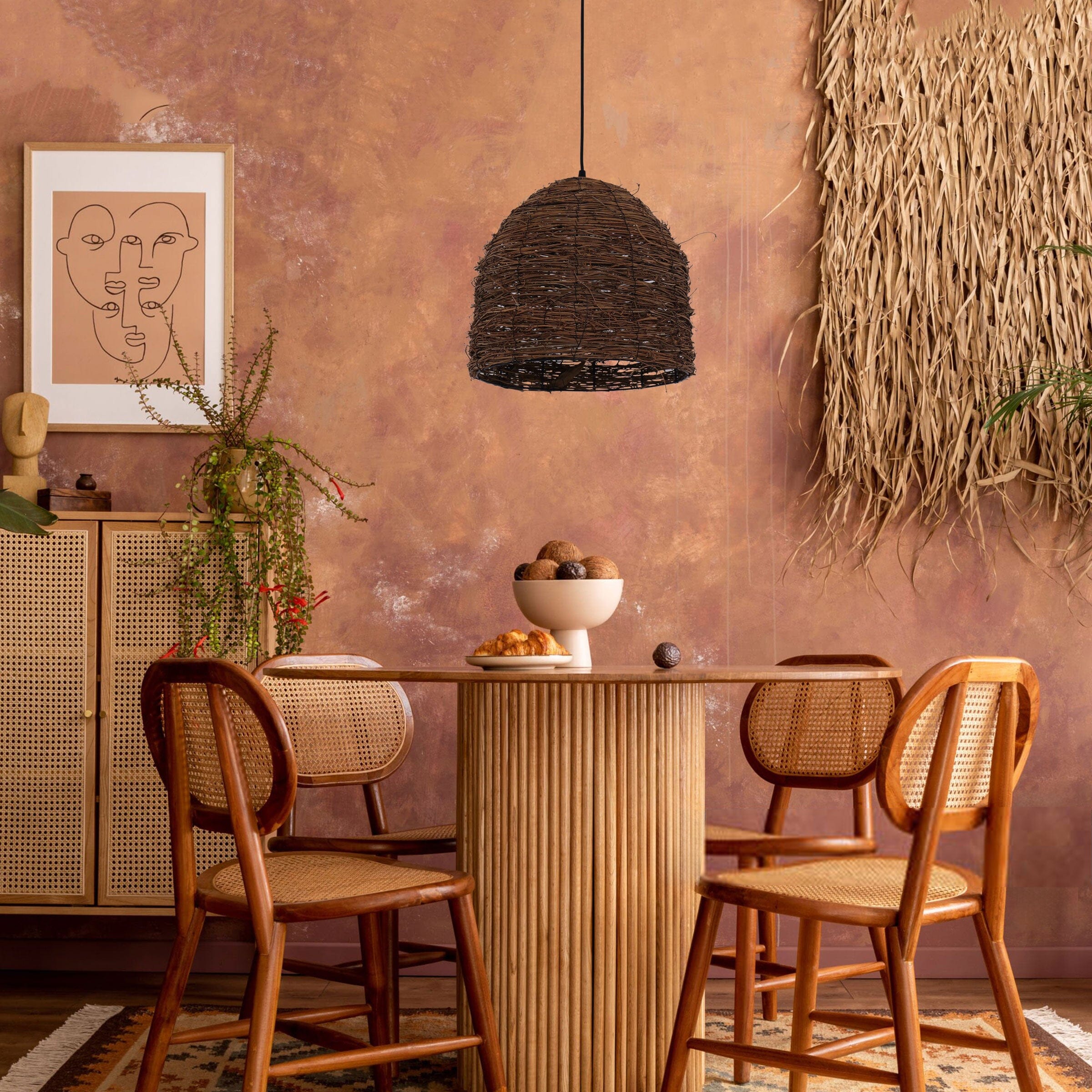 Lightsin Rustic Woven Rattan Dome Pendant Light for Cozy Interiors Lightsin UK 