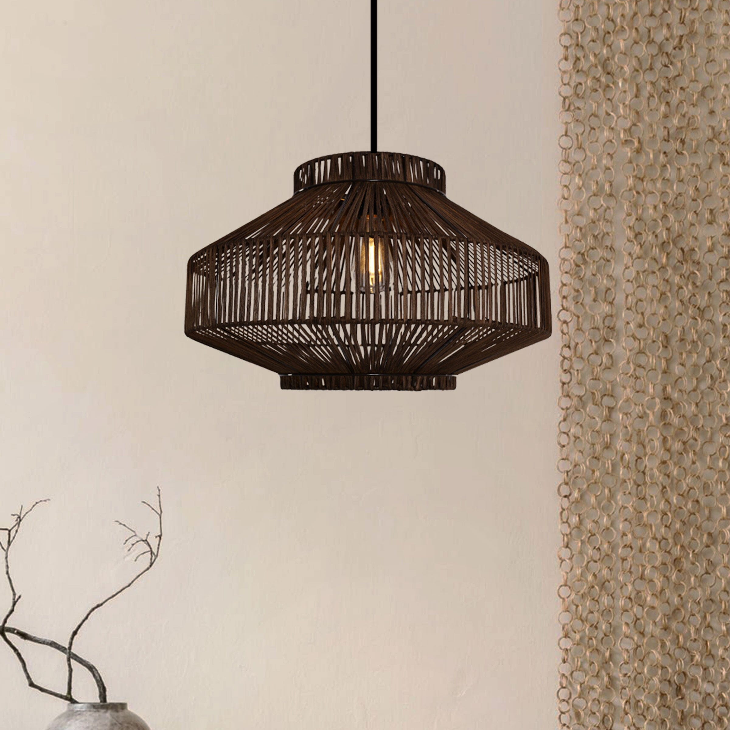 Lightsin Rattan Pendant Light for Modern Boho Interiors Perfect for Kitchen Pendant Lighting and Living Spaces Lightsin UK In Stock 