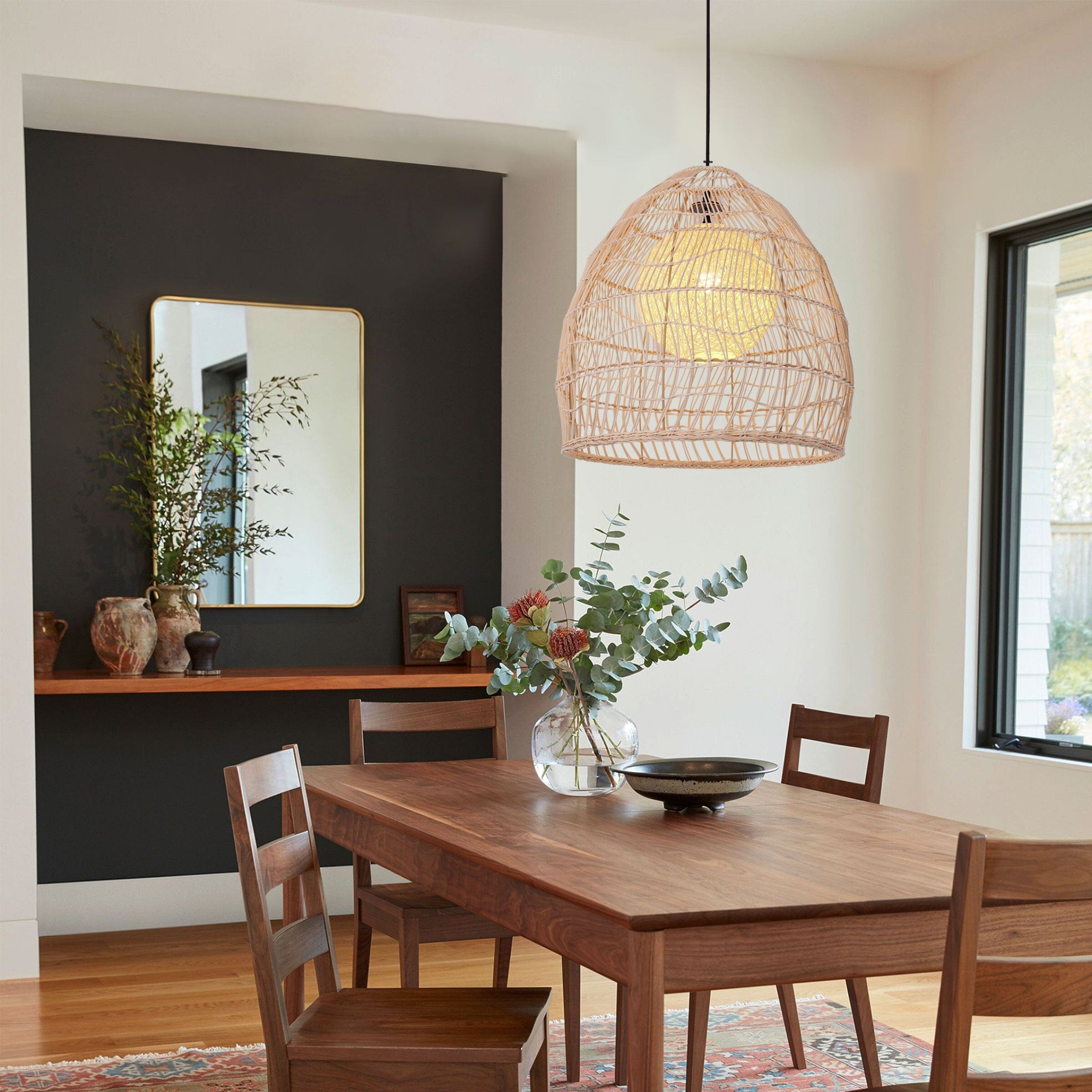 ‍Lightsin Rattan Art Pendant Light Hanging Decor Rustic Style (100% off) Lightsin UK D50cm 