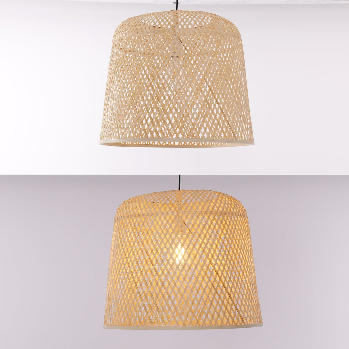 Lightsin Cross Weave Natural Bamboo Lighting Cylindrical Pendant Light Lightsin UK 