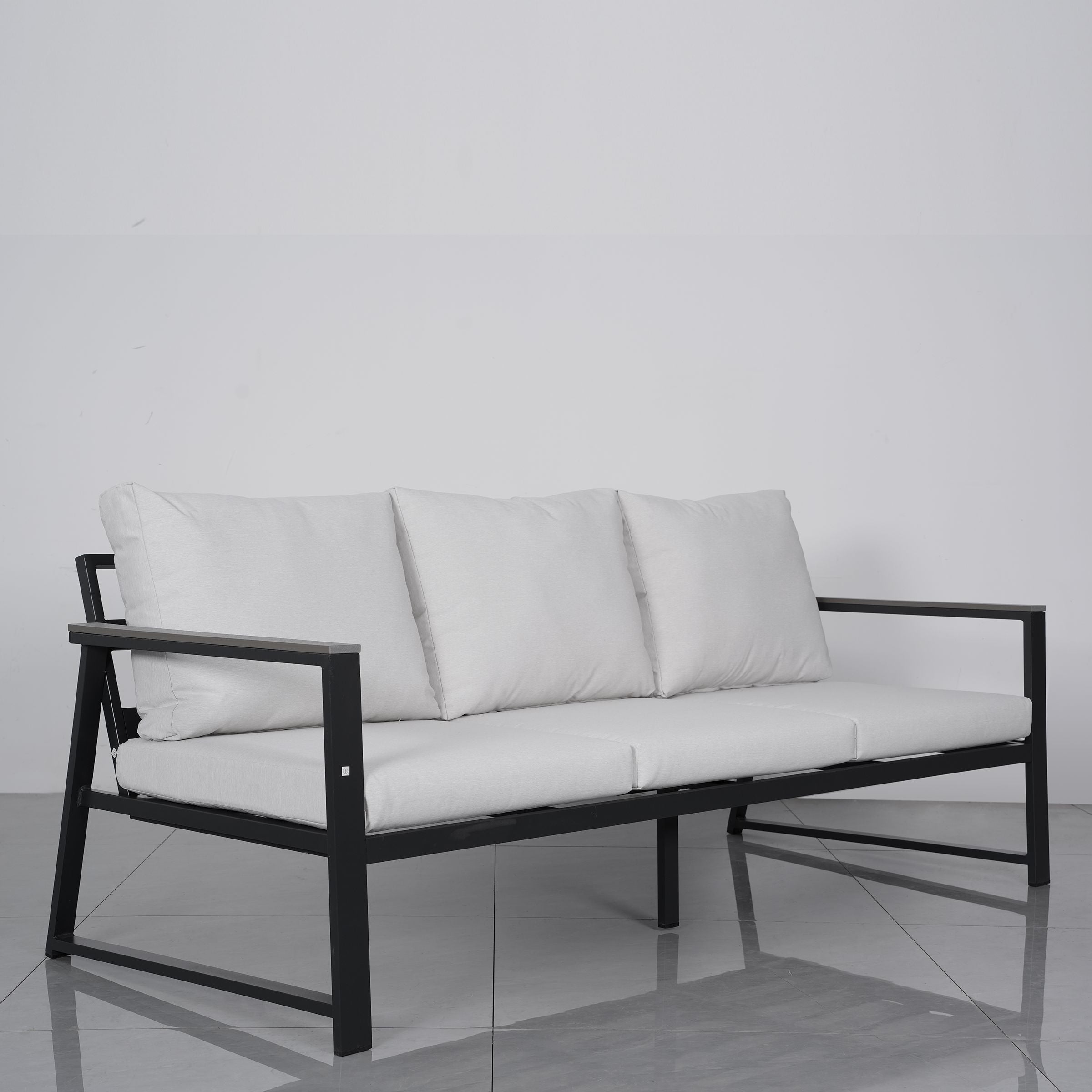4 Piece Aluminium Outdoor Sofa Set with Glass Table Garden Furniture Living and Home 