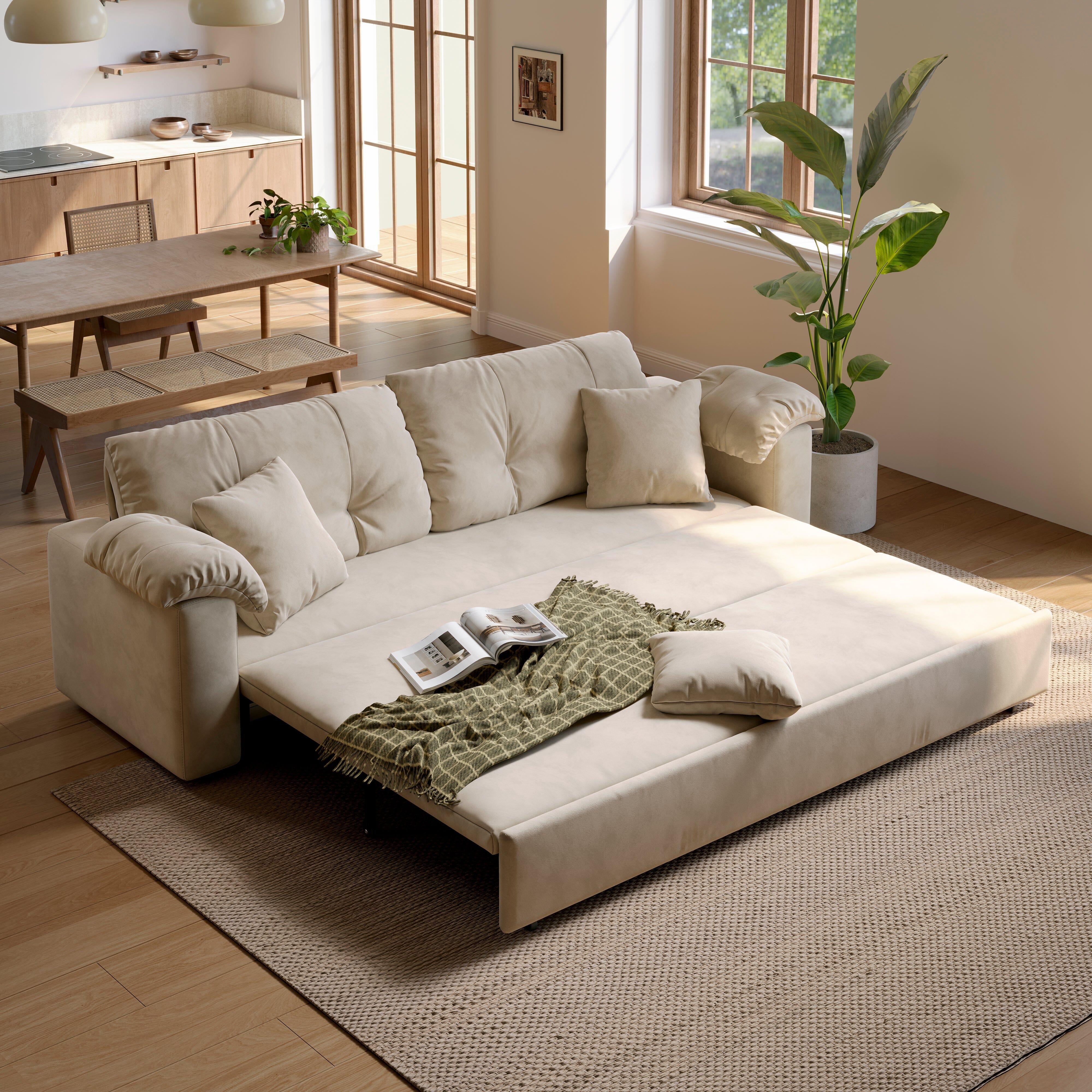 Cottonfy Multifunctional Sleeper 3 Seater Sofa Bed with Storage Space Cottonfy UK 