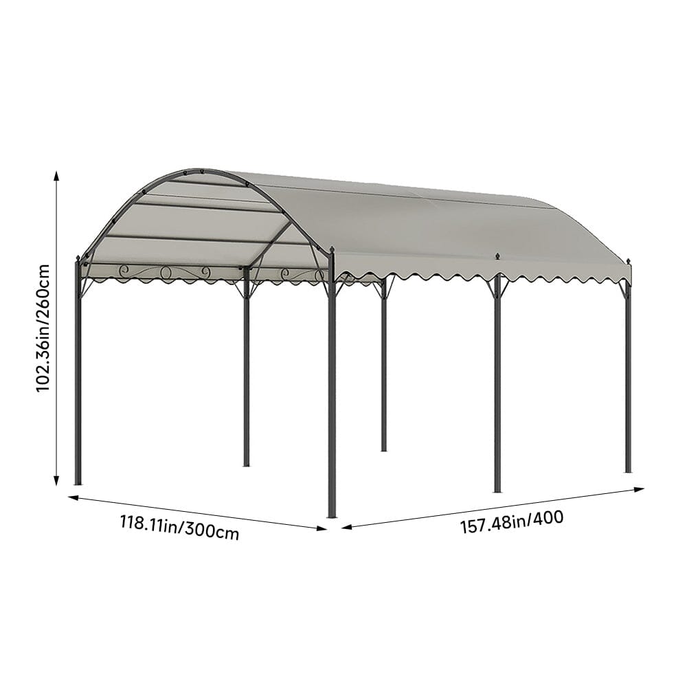 3x3x2.6m/3x4x2.6m Beige Arch Steel Canopy with Ground Pegs Living and Home 3X4X2.6m 