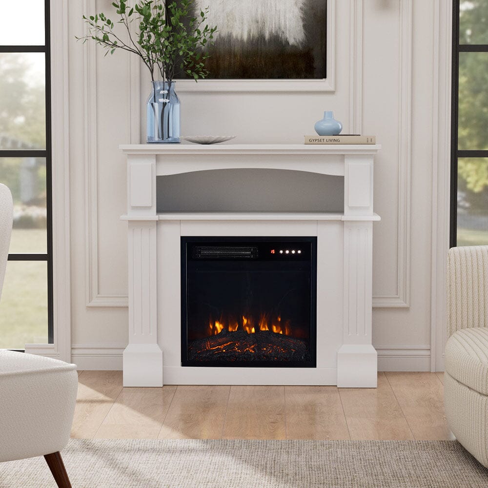 Wood Grain Fireplace Cabinet with 18inch Electric Fire | Touchscreen-enabled & remote-controlled Living and Home 