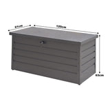 350L Grey Metal Outdoor Garden Storage Box Lockable Garden Storage Boxes Living and Home 