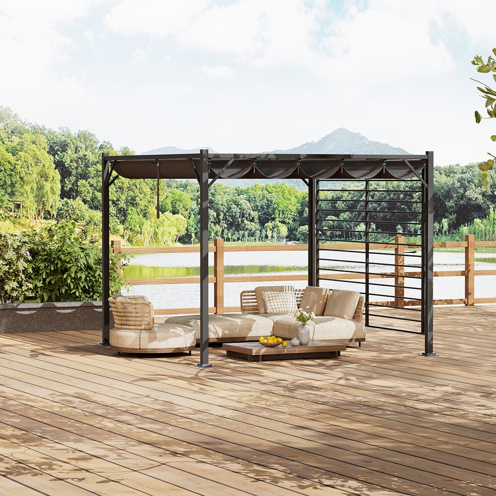 3x2.8x2.3m Dark Grey Pergola with Single-Sided Hollow Fence Living and Home 