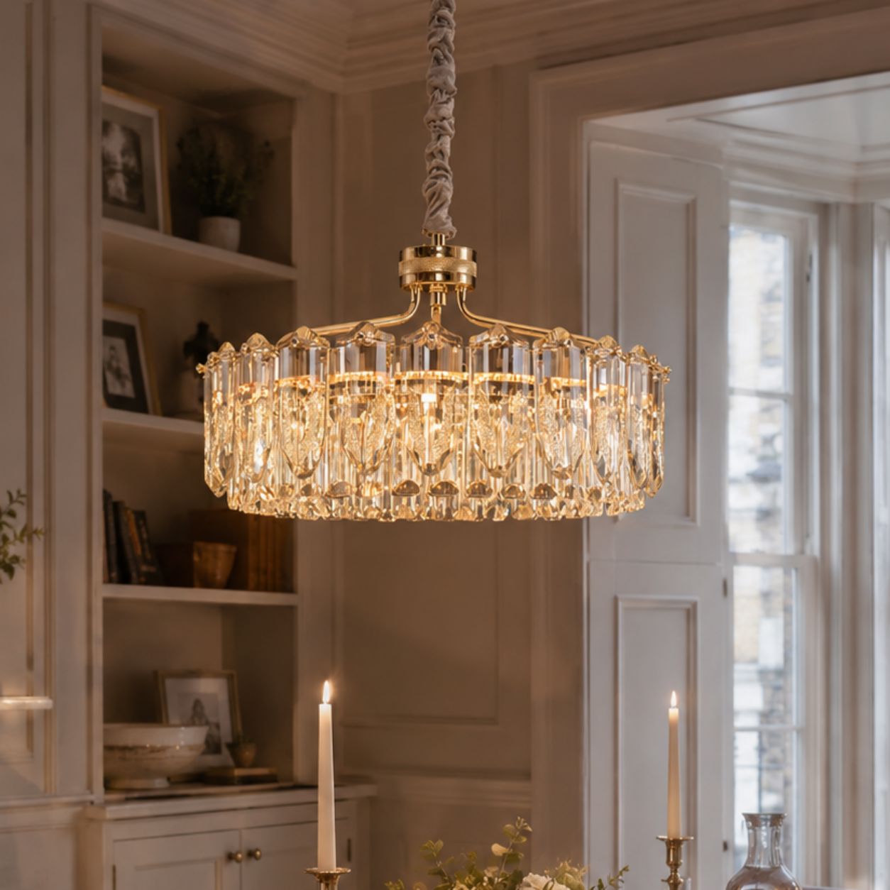 Lightsin Opulent Crystal Elegance Adjustable Pendant Light Lightsin UK Dia 50cm 