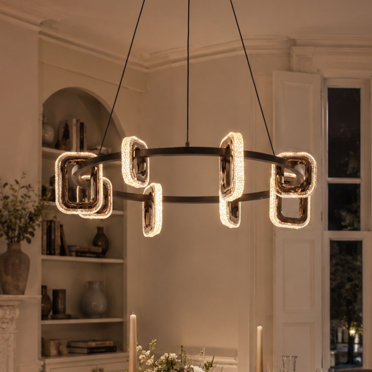 Lightsin Gold Geometric LED Pendant Light with Acrylic Accents Modern Crystal Chandelier Lightsin UK 