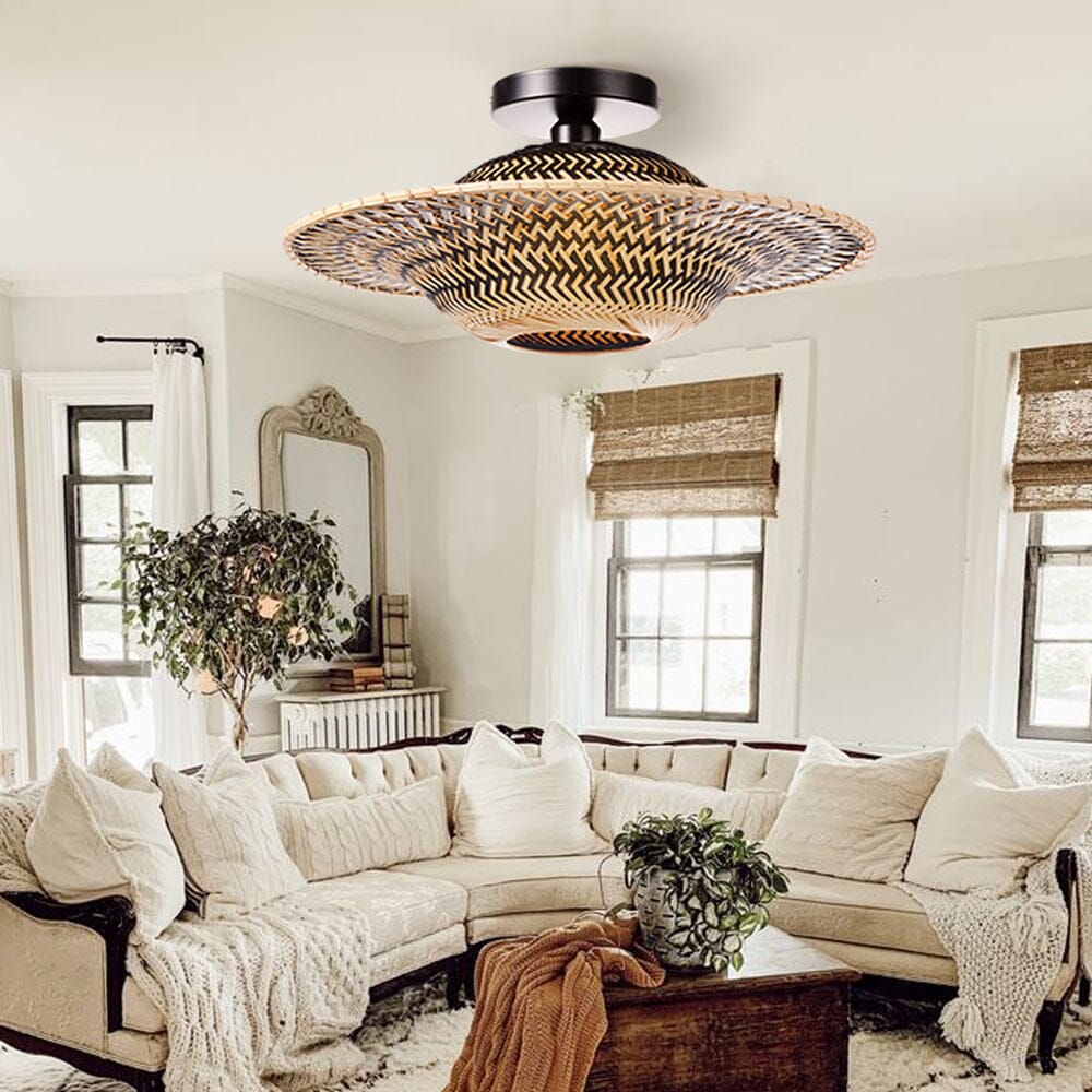 Lightsin Bamboo Radiance Handwoven LED Ceiling Light Lightsin UK 