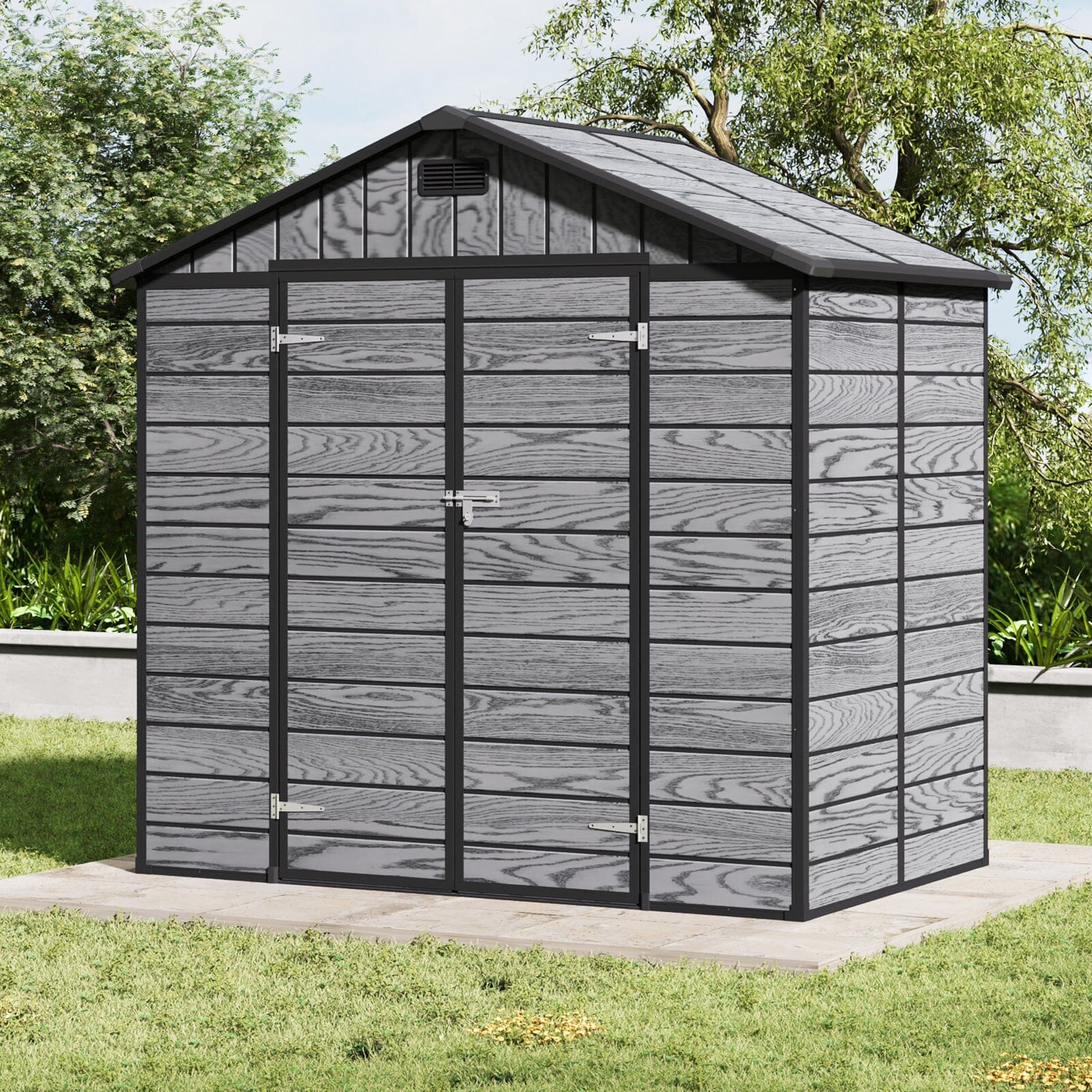 8x4ft PP Apex Roof Garden Tool Shed Outdoor Patio Storage House Living and Home 