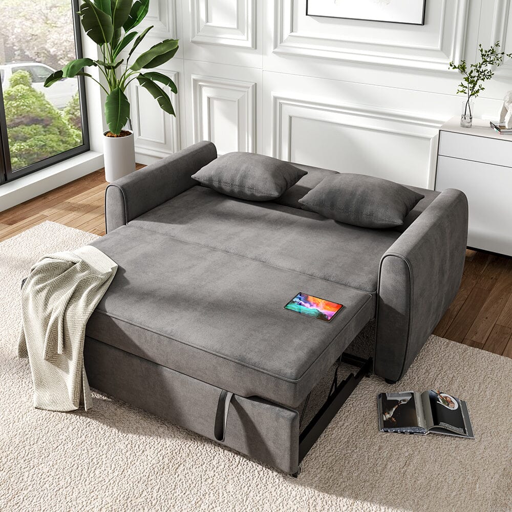 5ft Convertible Sofa Bed Grey Lounger – Living and Home