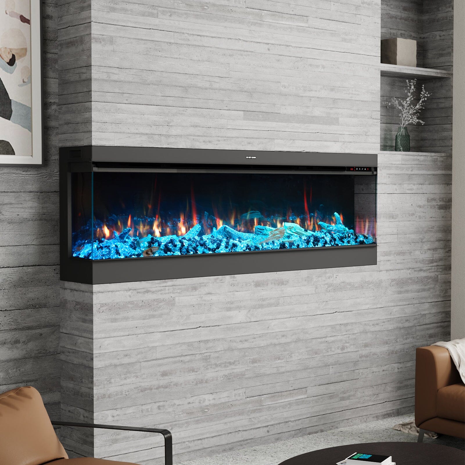 50/60/70/80inch 3-sided Electric Fireplace with Adjustable Color, Temperature and Timing, Controlled by APP Living and Home 70inch 