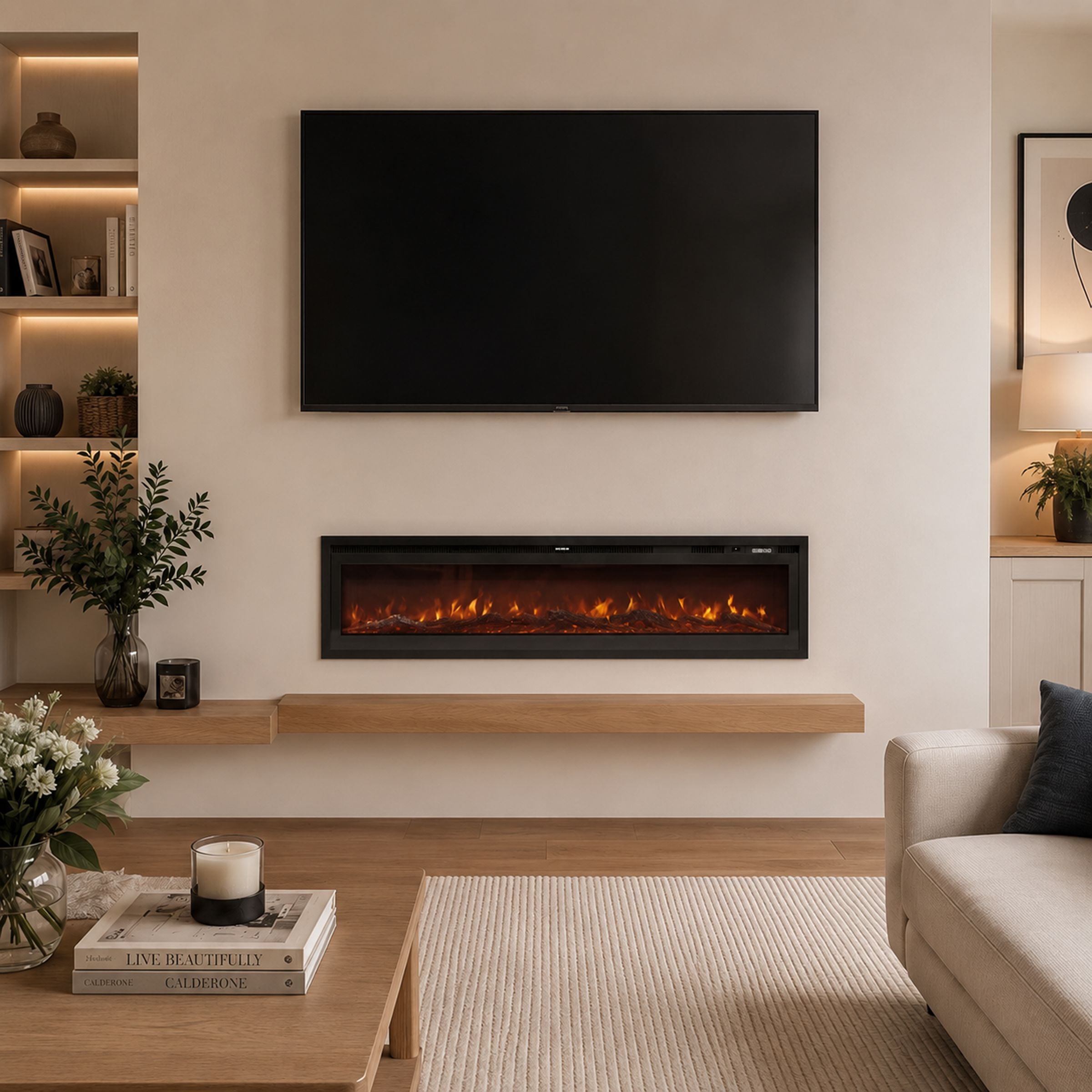 40/50/60/70/80 Inch Electric Fireplace 12 Colour LED Flame Effect Heater with Remote Control Freestanding Fireplaces Living and Home 