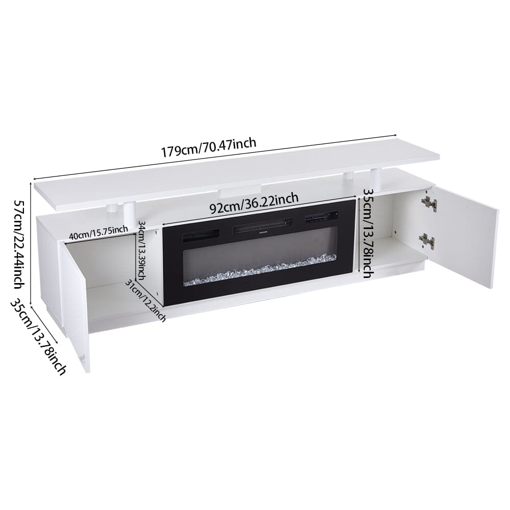 70 inch L Modern LED TV Stand with 12 Colour Electric Fireplace Living and Home 