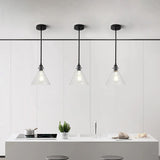 Matte Black 1-Light Pendant with Clear Glass Lampshade Pendant Lights Living and Home 