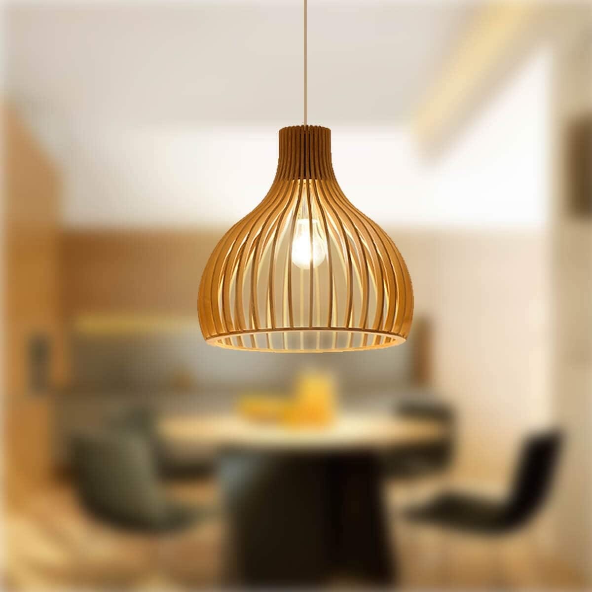 Lightsin Shadome-Nordic Wooden Cage Hanging Pendant Light Lightsin UK 