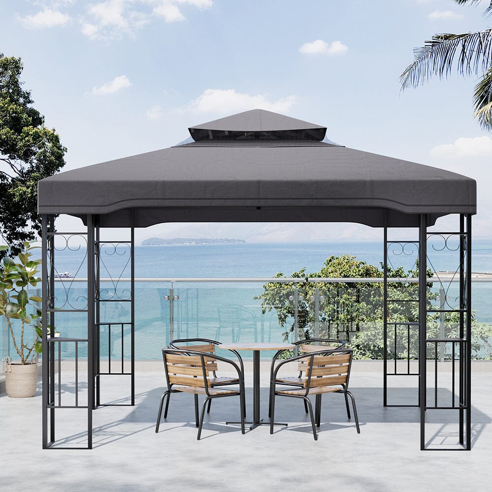 6x3M Premium Iron Pergola with Retractable Canopy and Mesh Screens Living and Home 