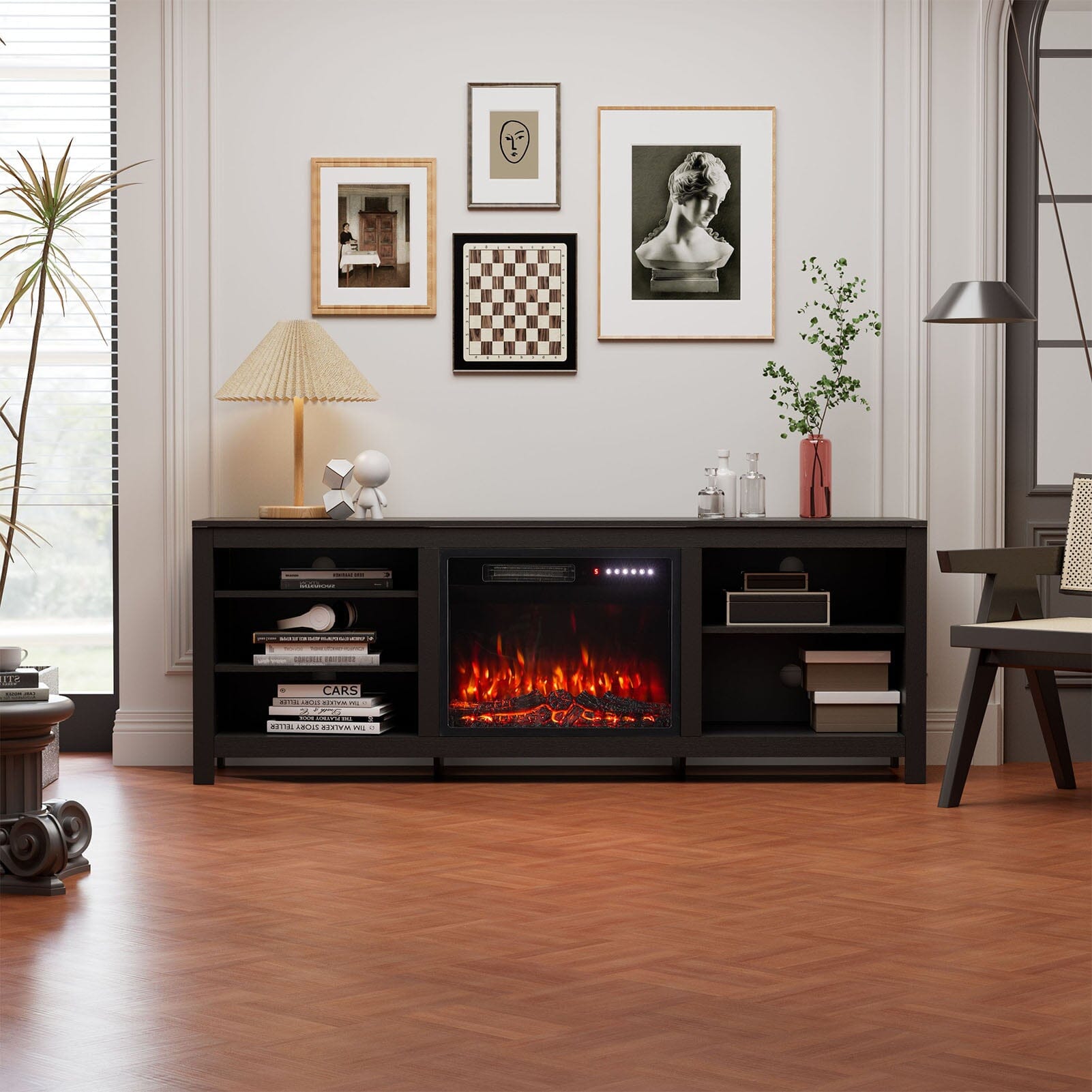 23Inch Electric Fireplace with TV Stand | 12 Flame Colours, Remote Control Living and Home 