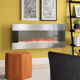 40 to 60 Inch Sliver Electric Fireplace Crystal Accents 6 Flame Colour Heater Wall Mounted Fireplaces Living and Home 