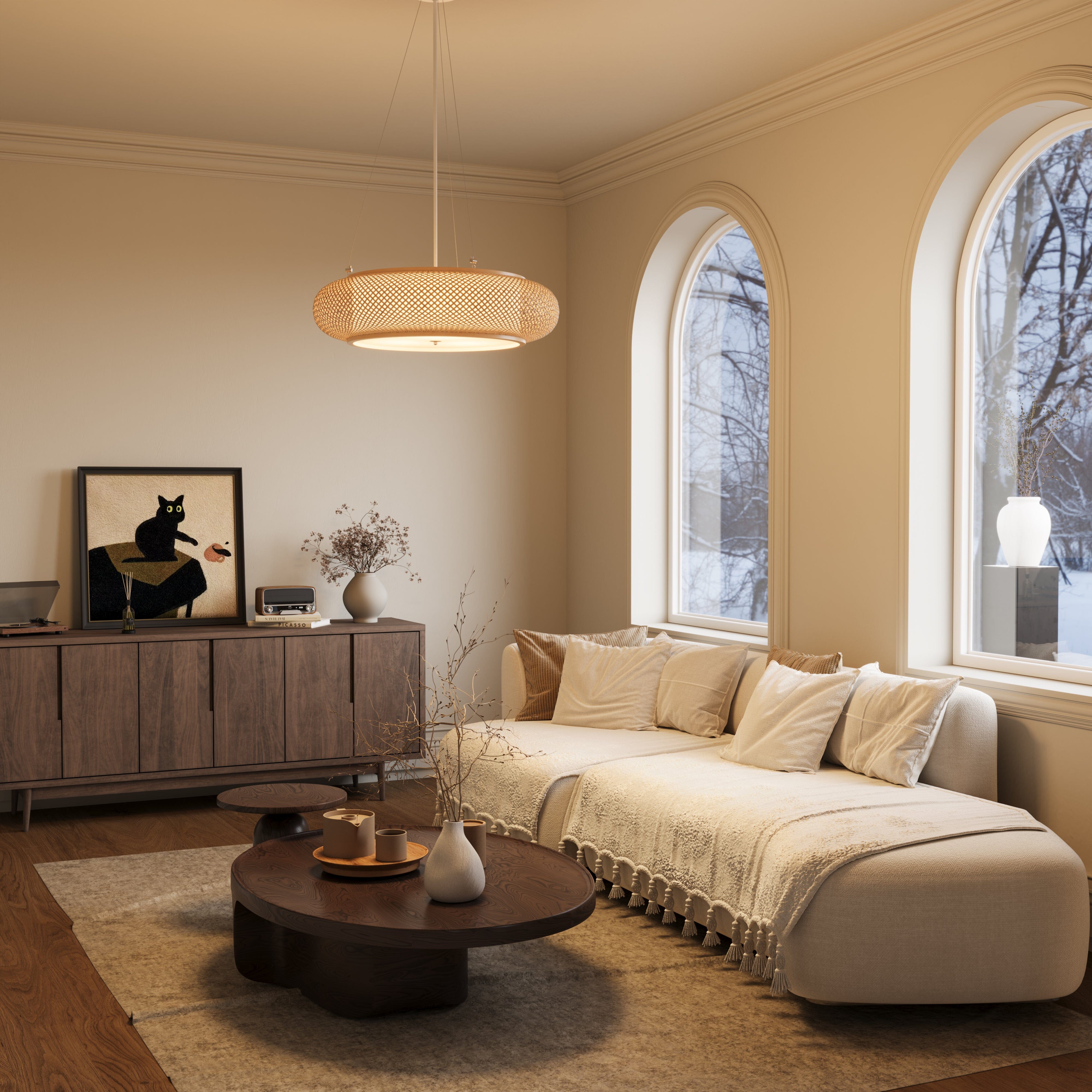 Lightsin Lutta-Handwoven Bamboo Pendant Light for Kitchen Island or Living Room Lightsin UK 