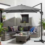 Grey 2.5m Cantilever Parasol with Base for Garden Parasols Living and Home Dark Grey with Cross Base 