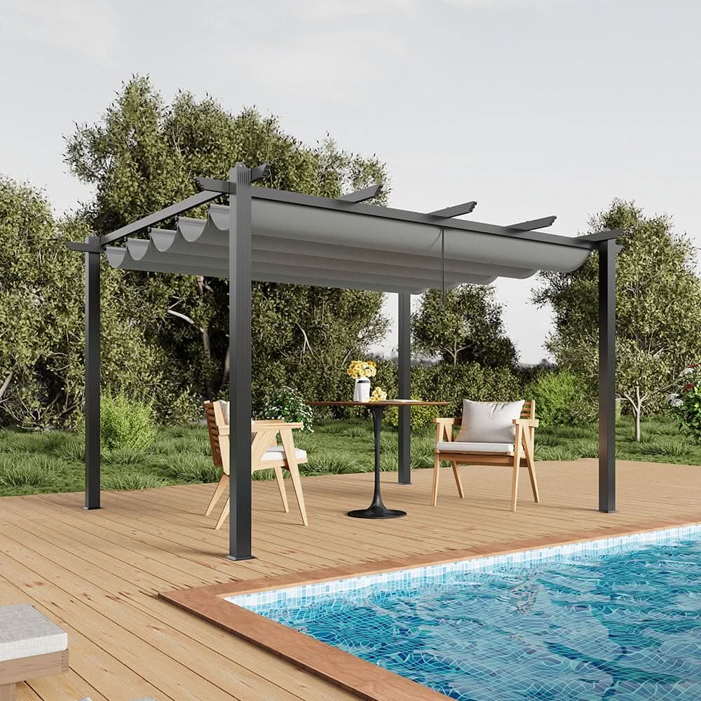 3x3m/3x4m/3x6m/4x4m All-Aluminum Flat Top Tarp Tent -Off-White/Light G – Living and Home